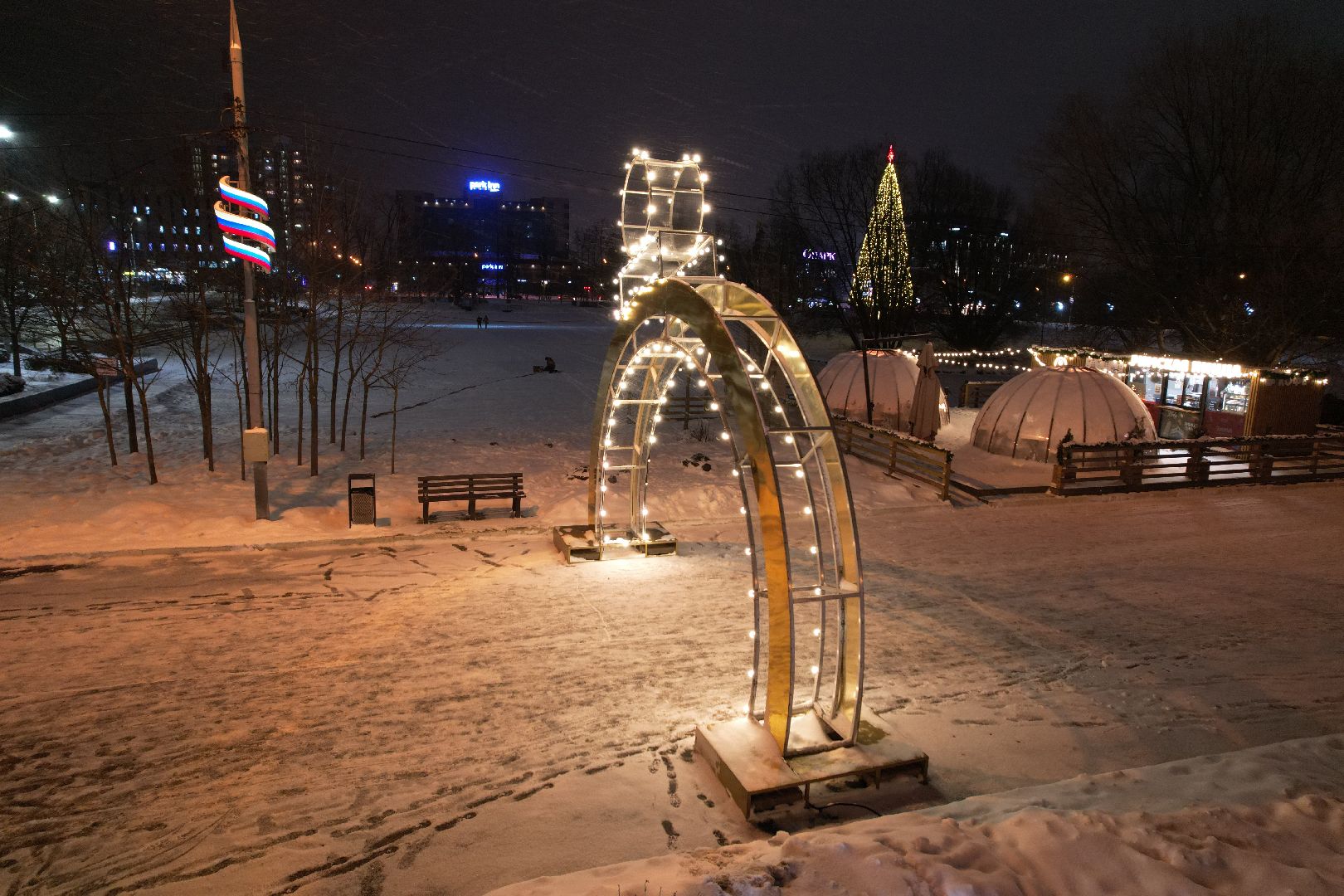 видео с коптера, одинцово, ёлка, новый год, иллюминация,