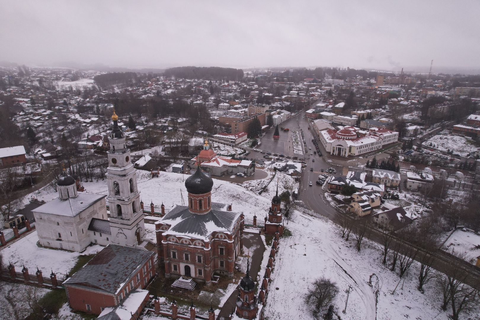 видео с коптера, зима в подмосковье, волоколамск,