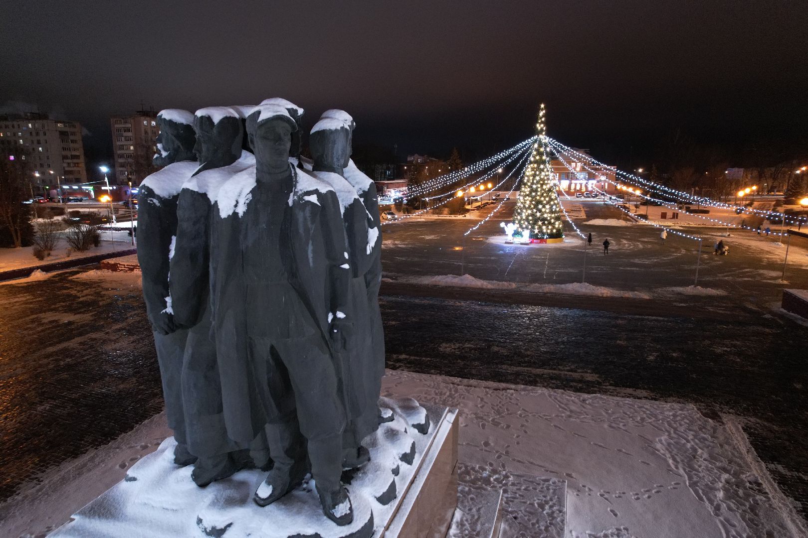 видео с коптера, зима в подмосковье, орехово зуево,