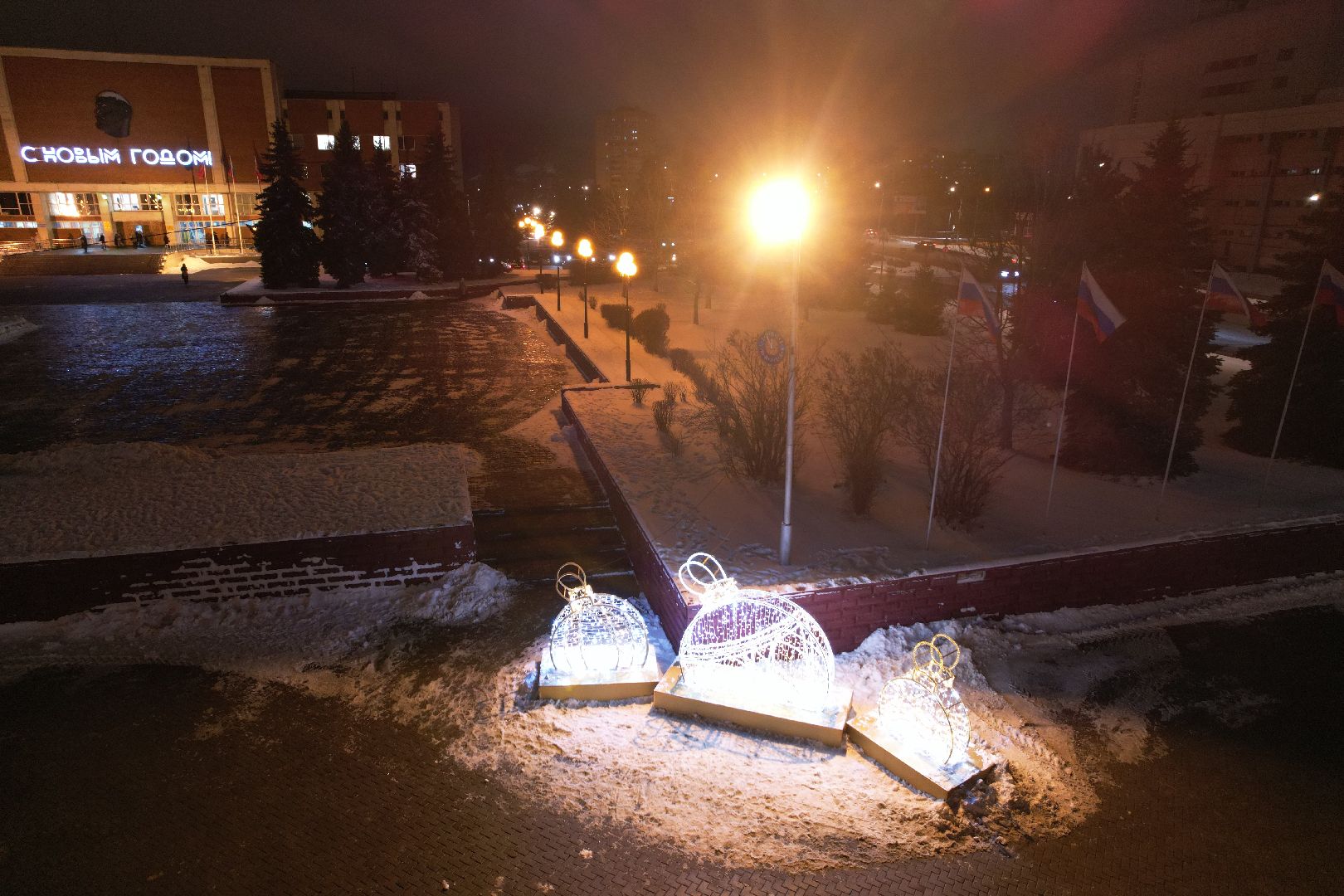 видео с коптера, зима в подмосковье, орехово зуево,