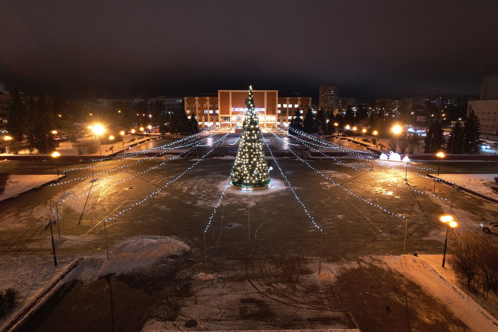 видео с коптера, зима в подмосковье, орехово зуево,