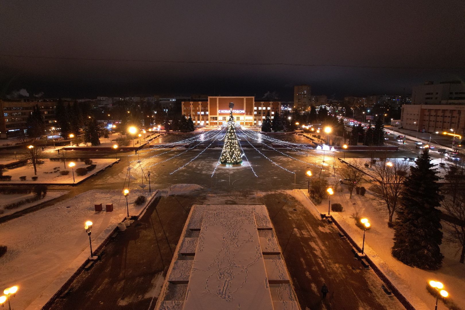 видео с коптера, зима в подмосковье, орехово зуево,