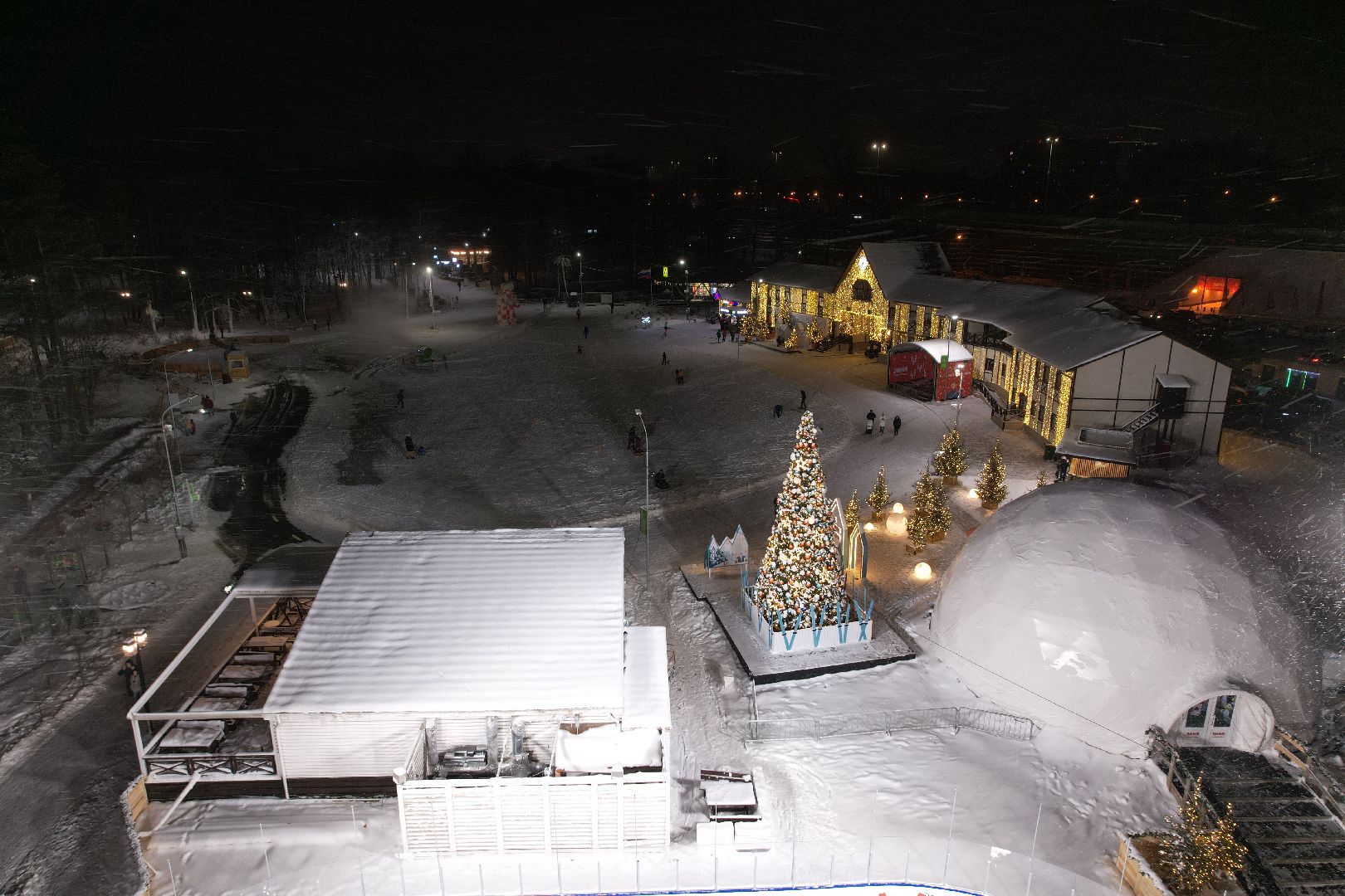 видео с коптера, одинцово, парк, спорт, зима в подмосковье,