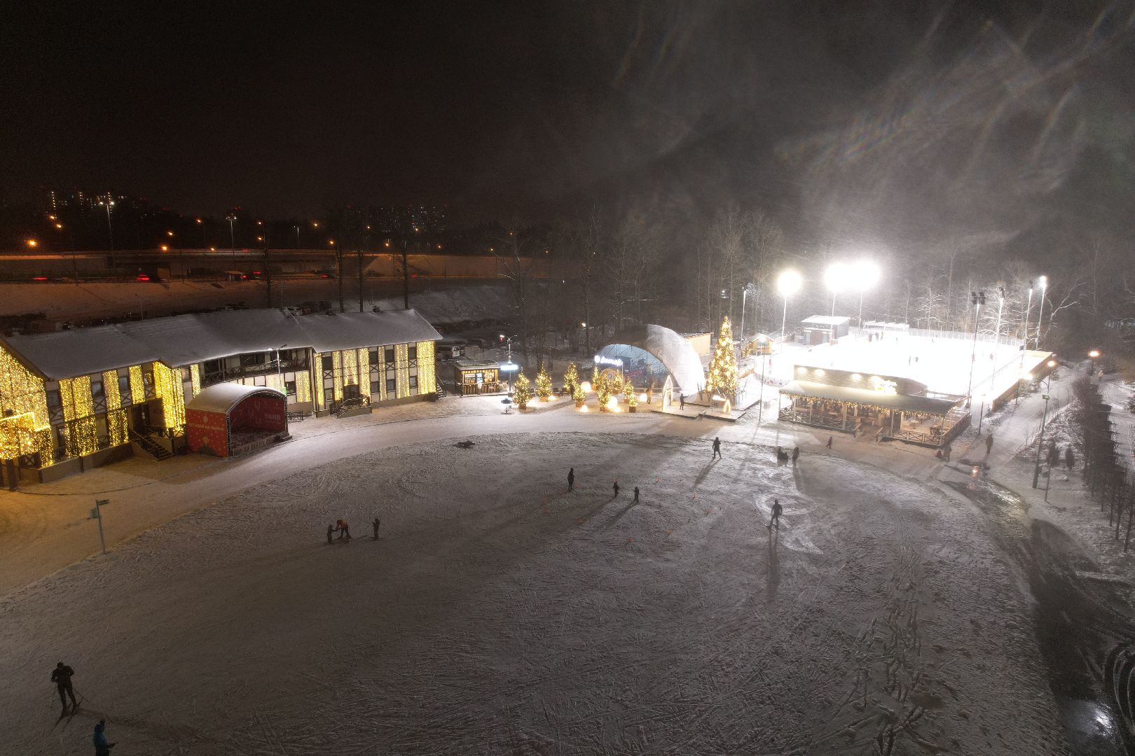 видео с коптера, одинцово, парк, спорт, зима в подмосковье,