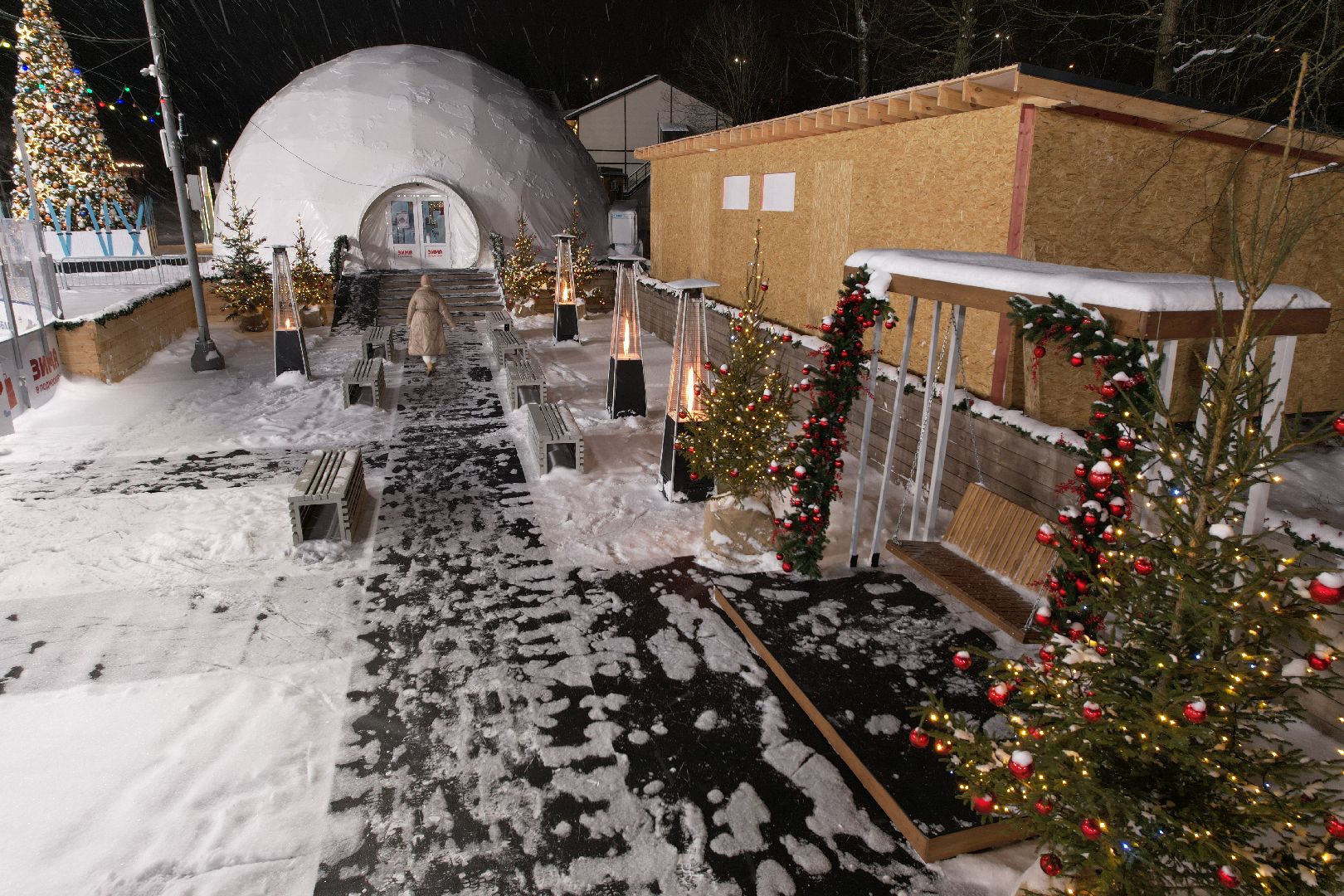 видео с коптера, одинцово, парк, спорт, зима в подмосковье,