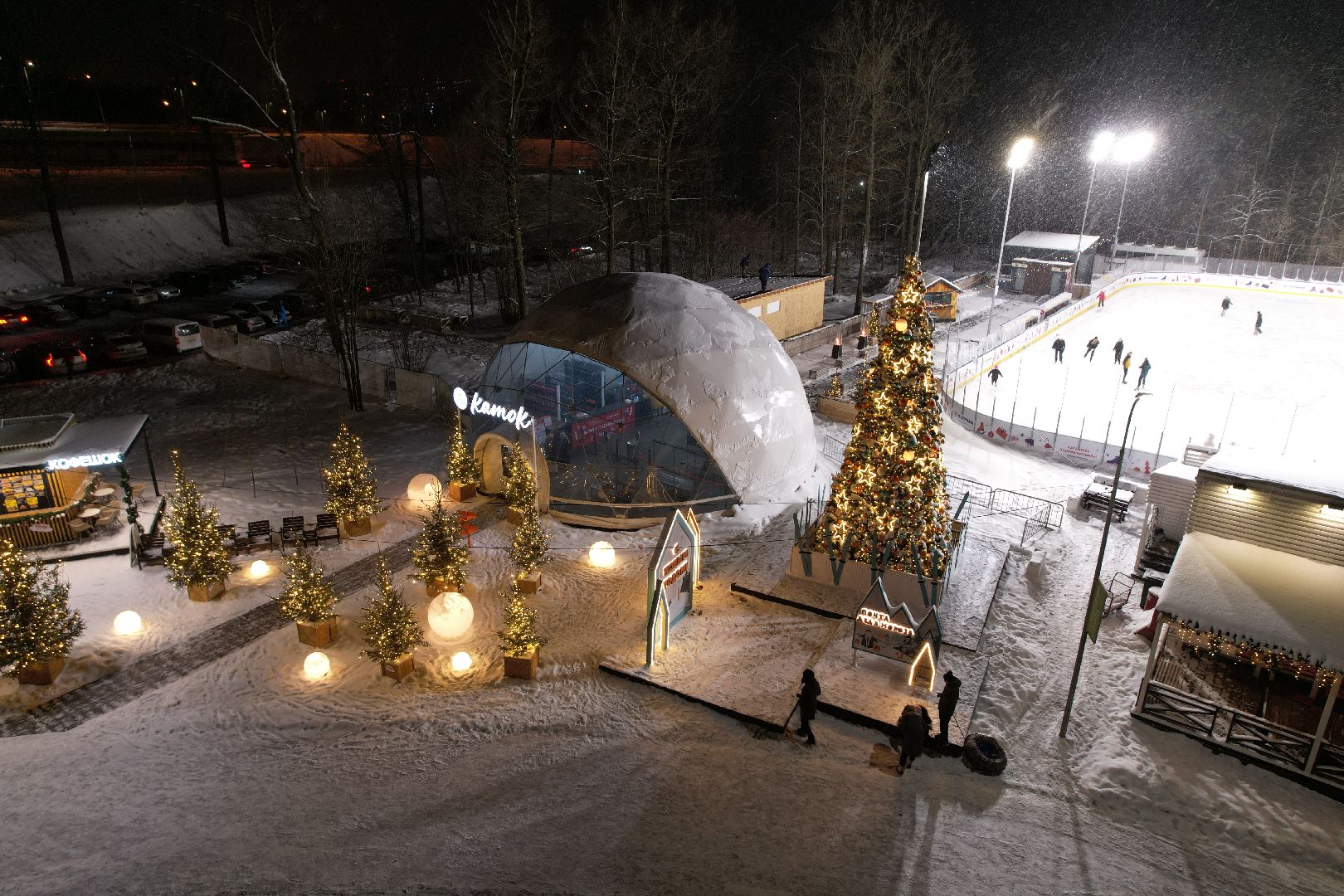 видео с коптера, одинцово, парк, спорт, зима в подмосковье,