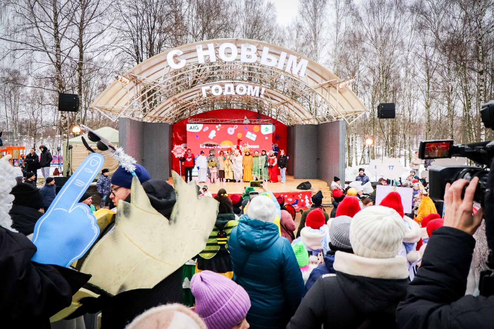 Клин, общество, культура, карнавальное шествие, Дед Мороз, зима в подмосковье,