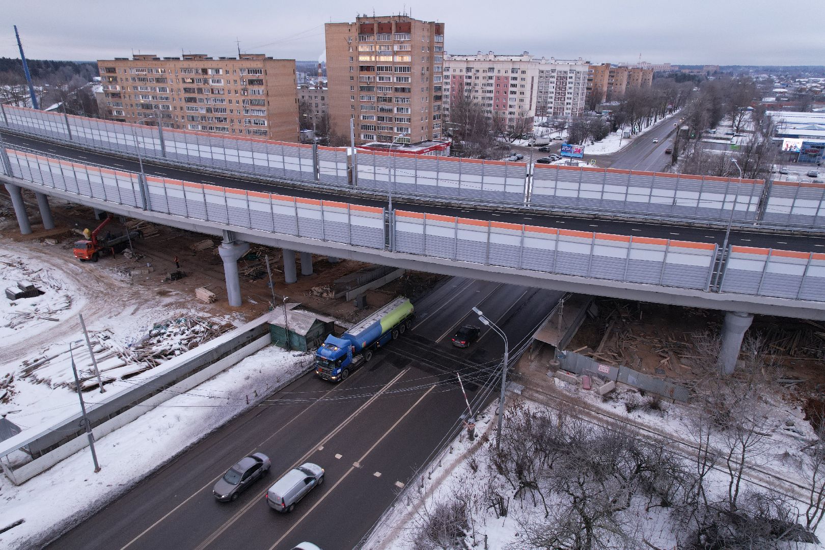 видео с коптера, строительство, дороги,