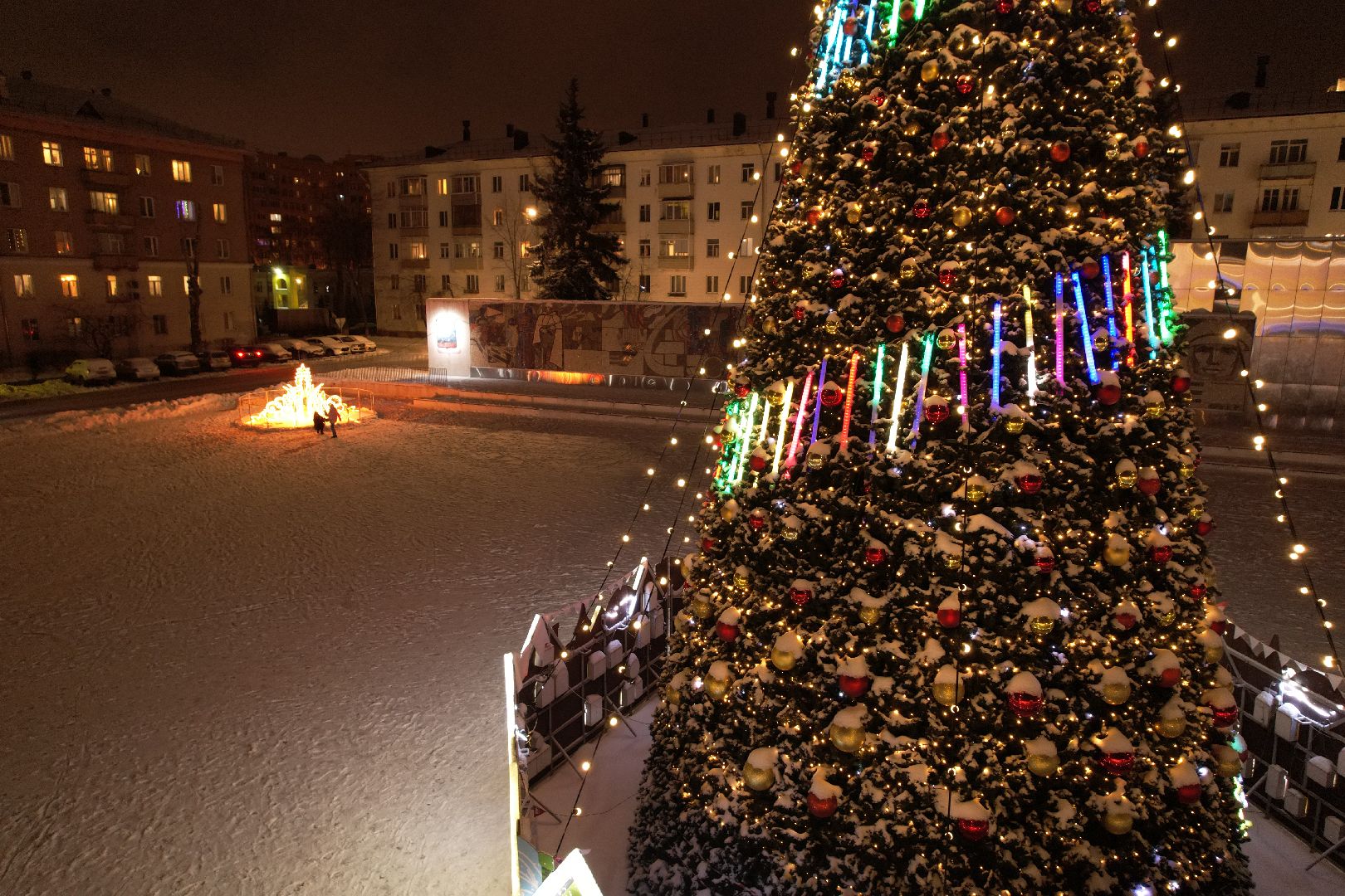 видео с коптера, зима в подмосковье, королёв,