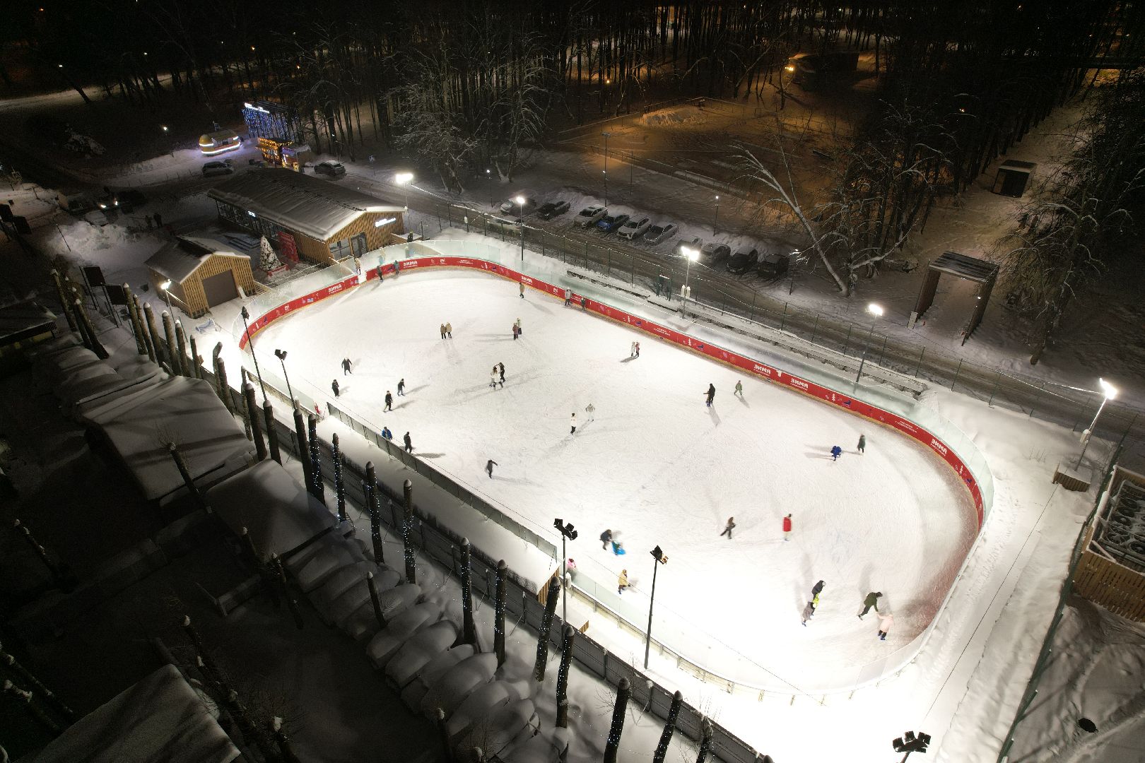 видео с коптера, каток, зима в подмосковье, солнечногорск,