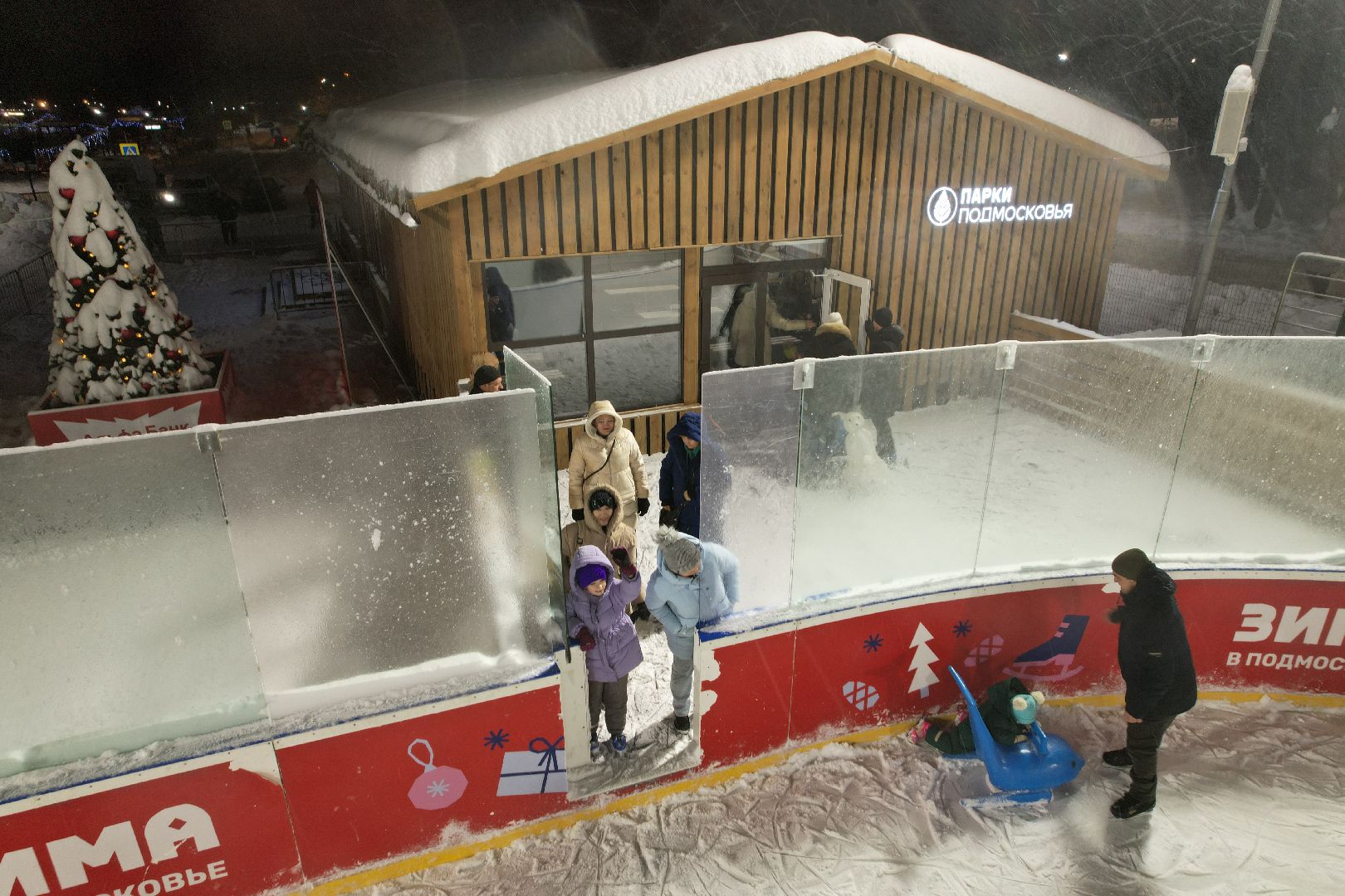 видео с коптера, каток, зима в подмосковье, солнечногорск,