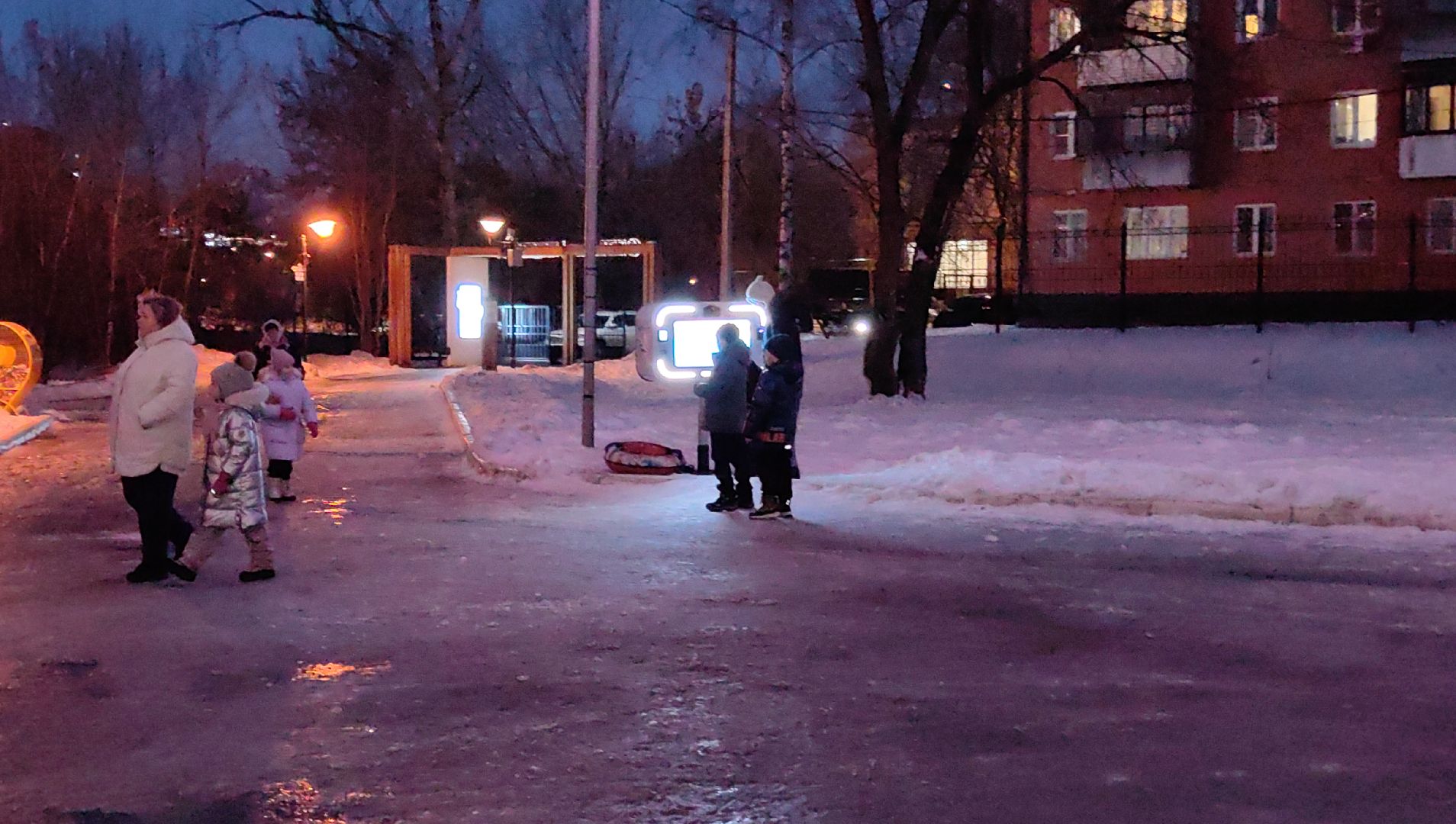 фотобудка, автомат, снимок, парк, елка,