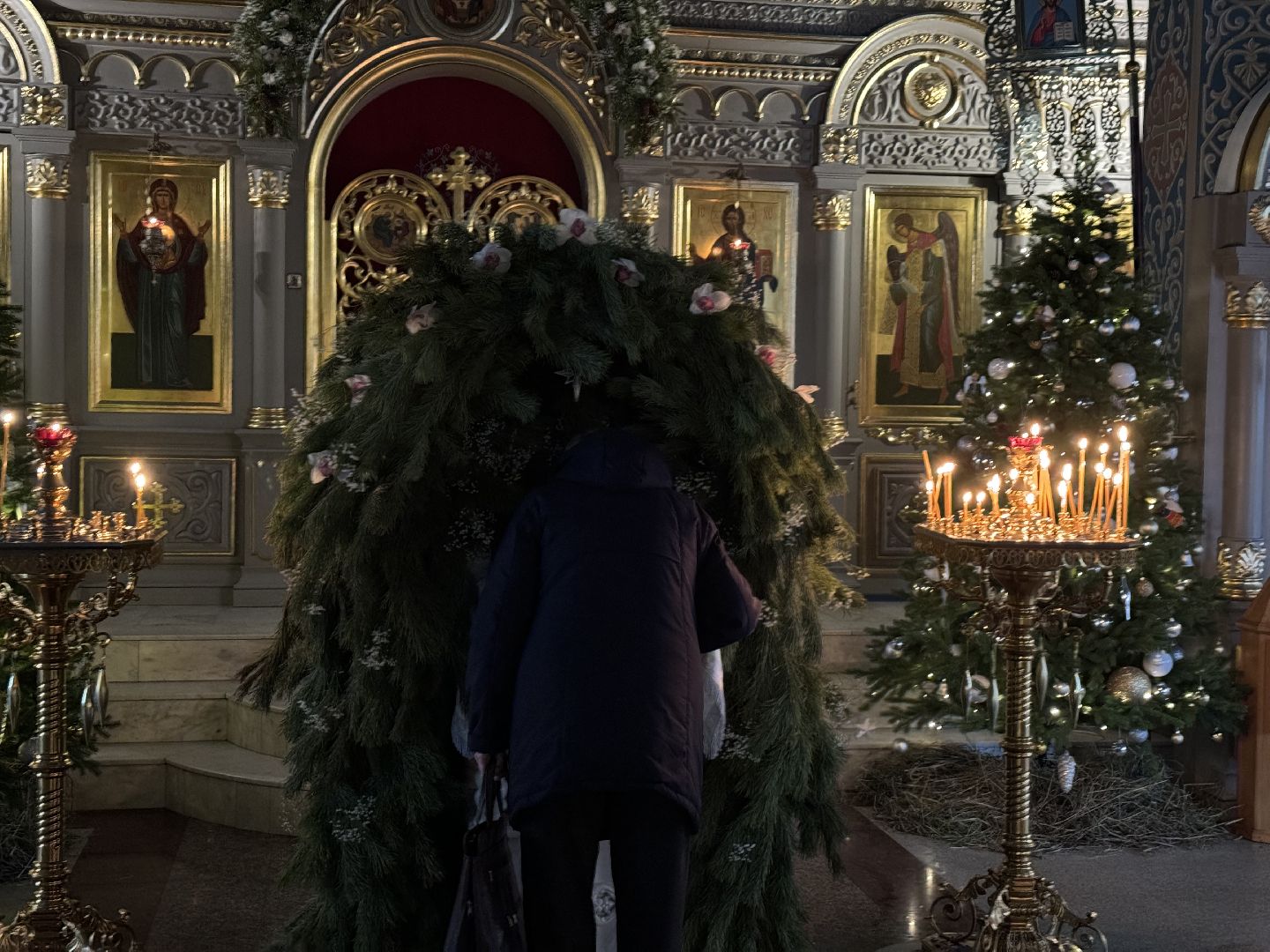 рождество христово, сочельник, Праздничное богослужение, Храм украшен, Храм великомученика Георгий Победоносца,