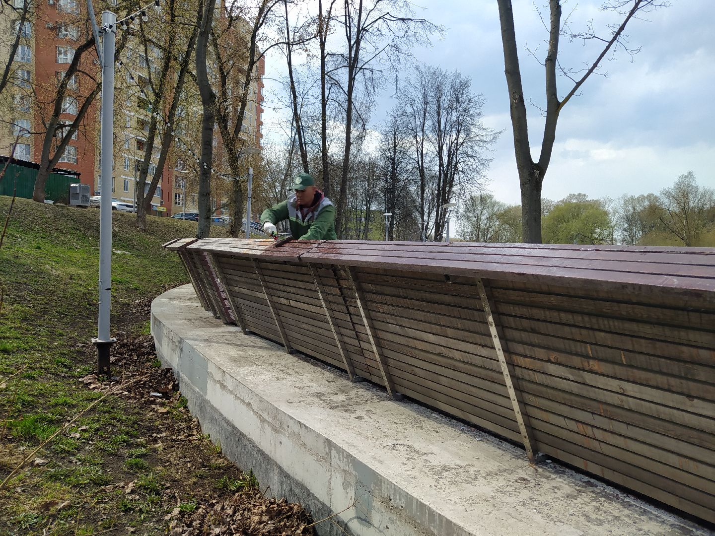 Парк, лавка, покраска, благоустройство