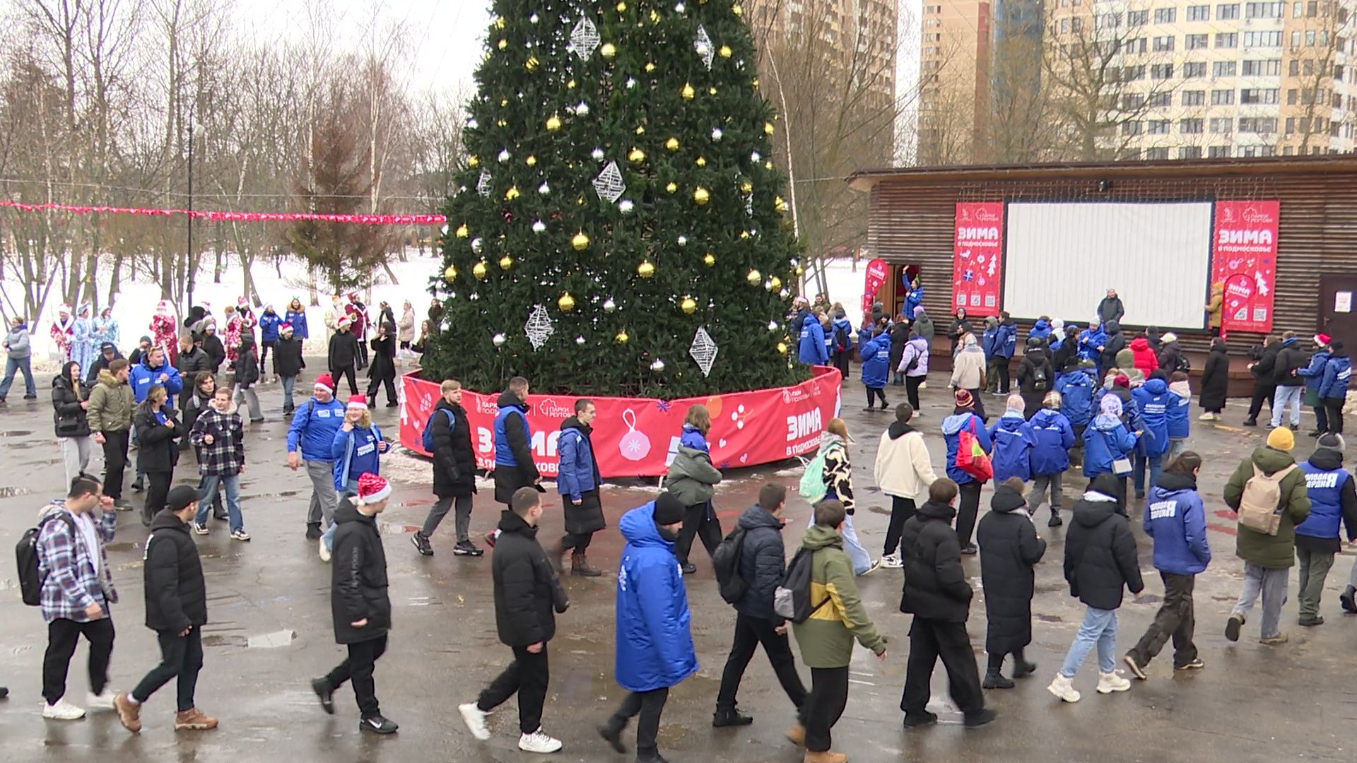 hеутов, вертикалки, деды морозы, поздравление, новый год, новые территории, снегурочки, флешмоб,