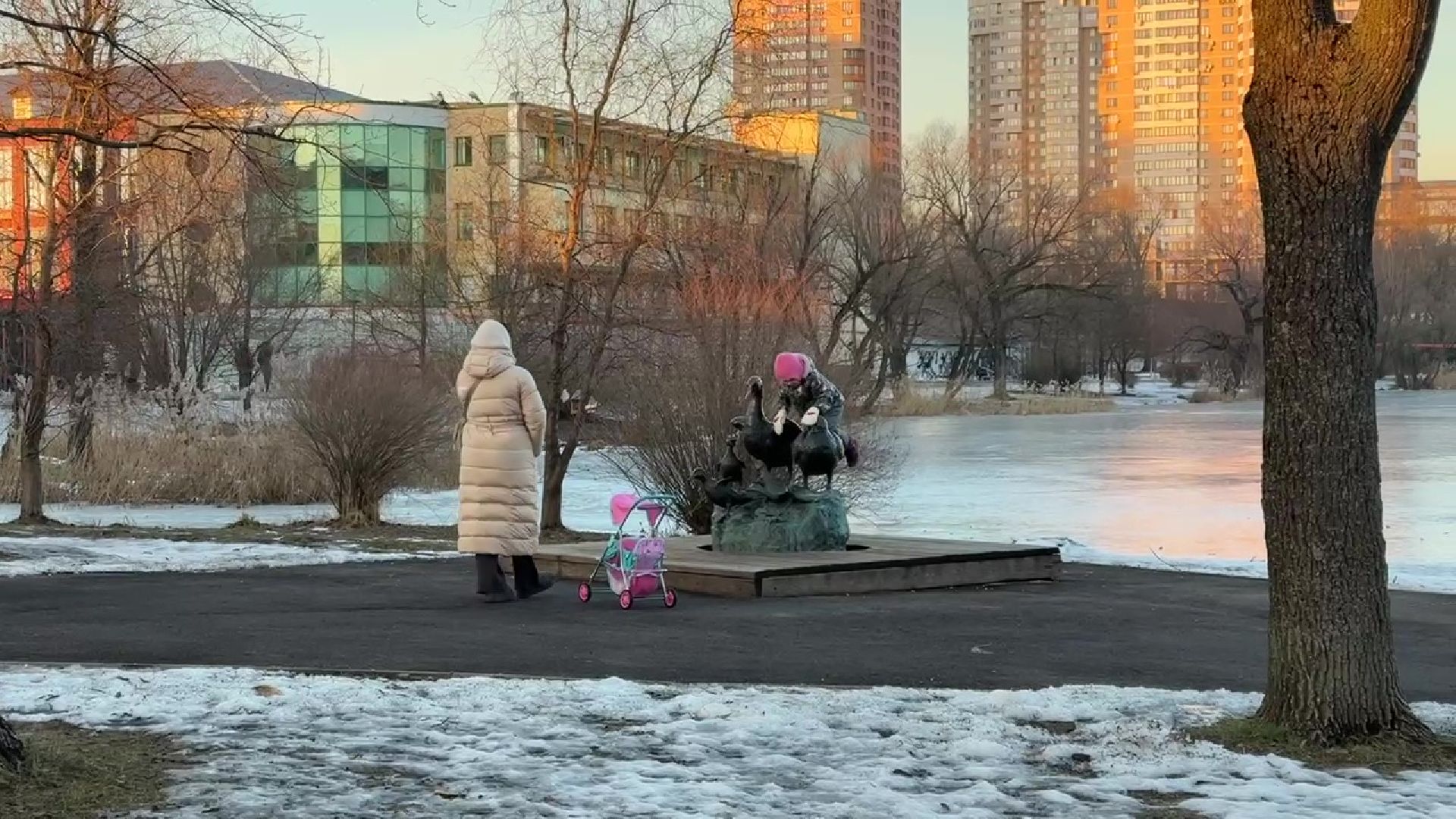 реутов, вертикалки, погода, парк, пруд, зима, весна зимой,