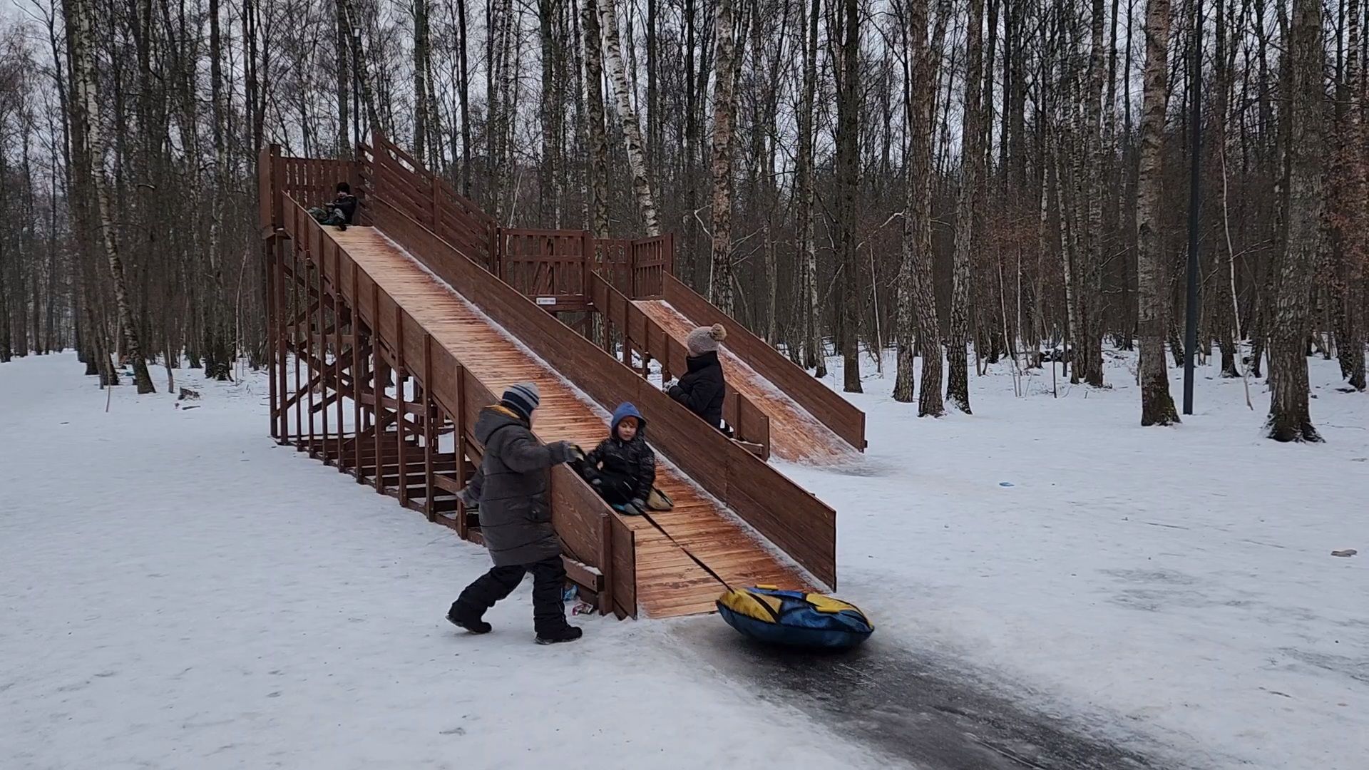 Чехов, микрорайон губернский, лесопарк, парковая зона отдыха, строительство, благоустройство, тюбинговые горки, программа Парки в лесу, губернатор московской области, вертикалки,