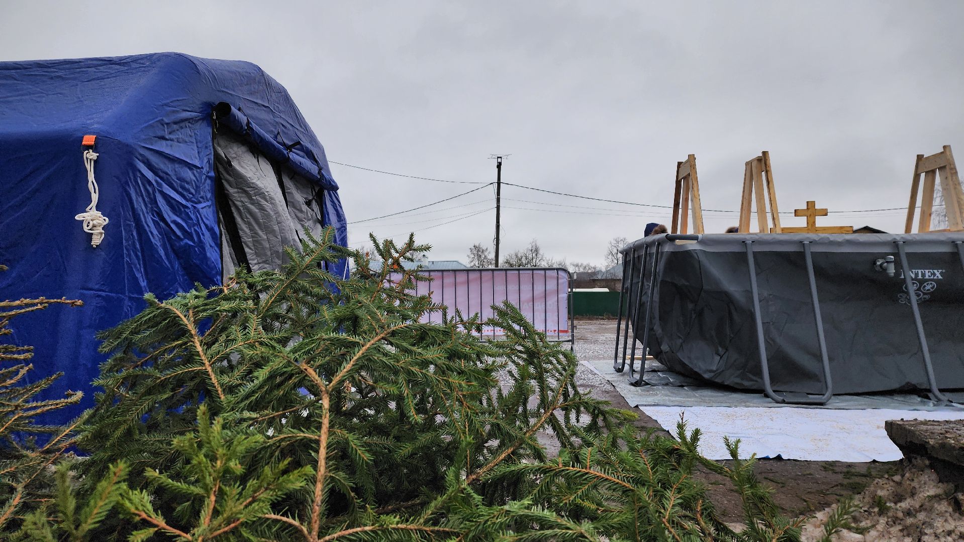 Крещение, установка купели, крещенские купания,