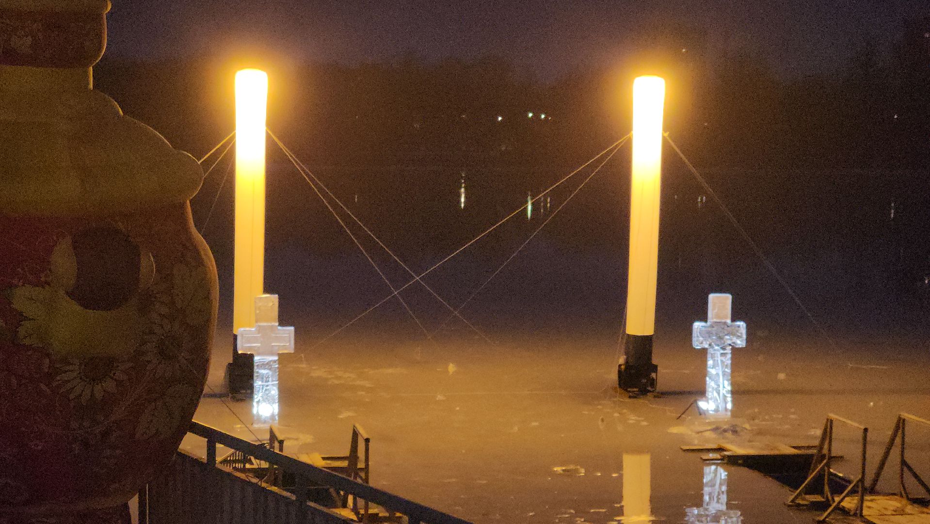 долгопрудный, крещение господне, ледяные фигуры, купели, арка, крестный ход,