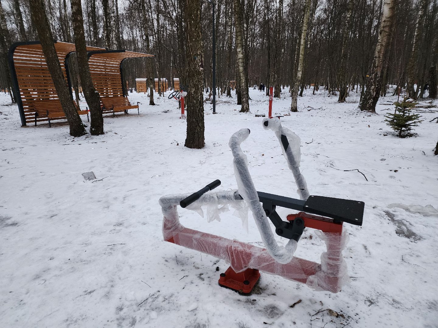 Чехов, микрорайон Губернский, лесопарк, зона отдыха, благоустройство, тренажёры, вертикалки,