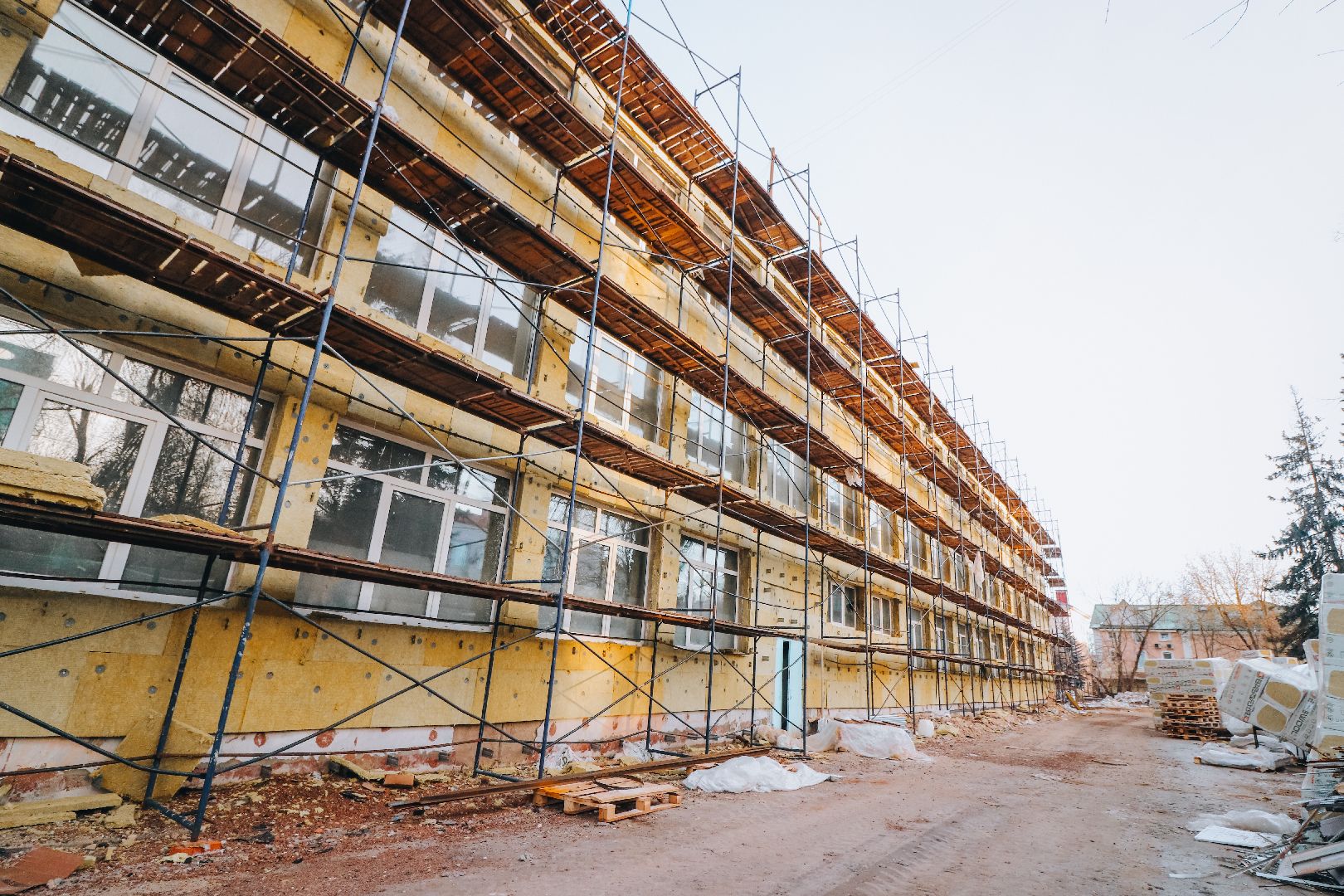 Клин, общество, строительство, ремонт школы,