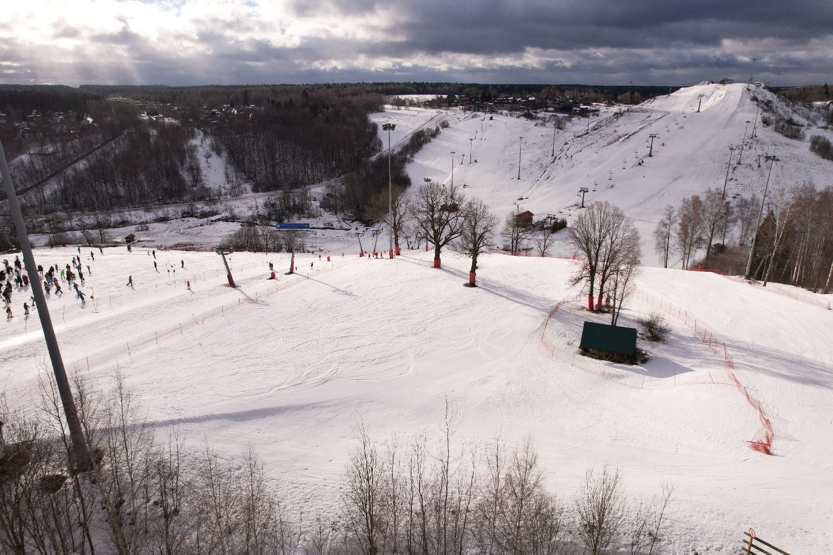видео с коптера, горнолыжный спорт, дмитров,