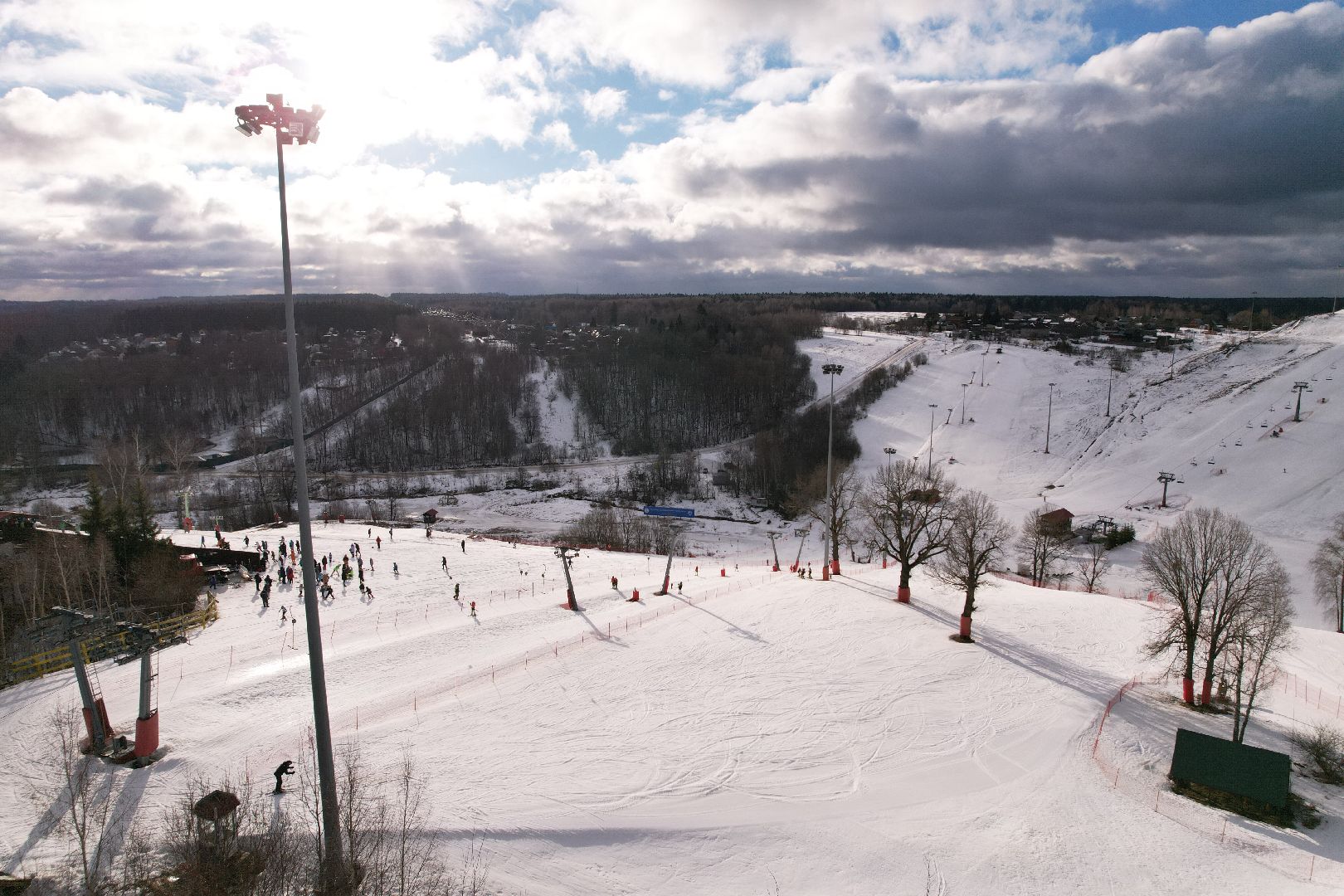 видео с коптера, горнолыжный спорт, дмитров,
