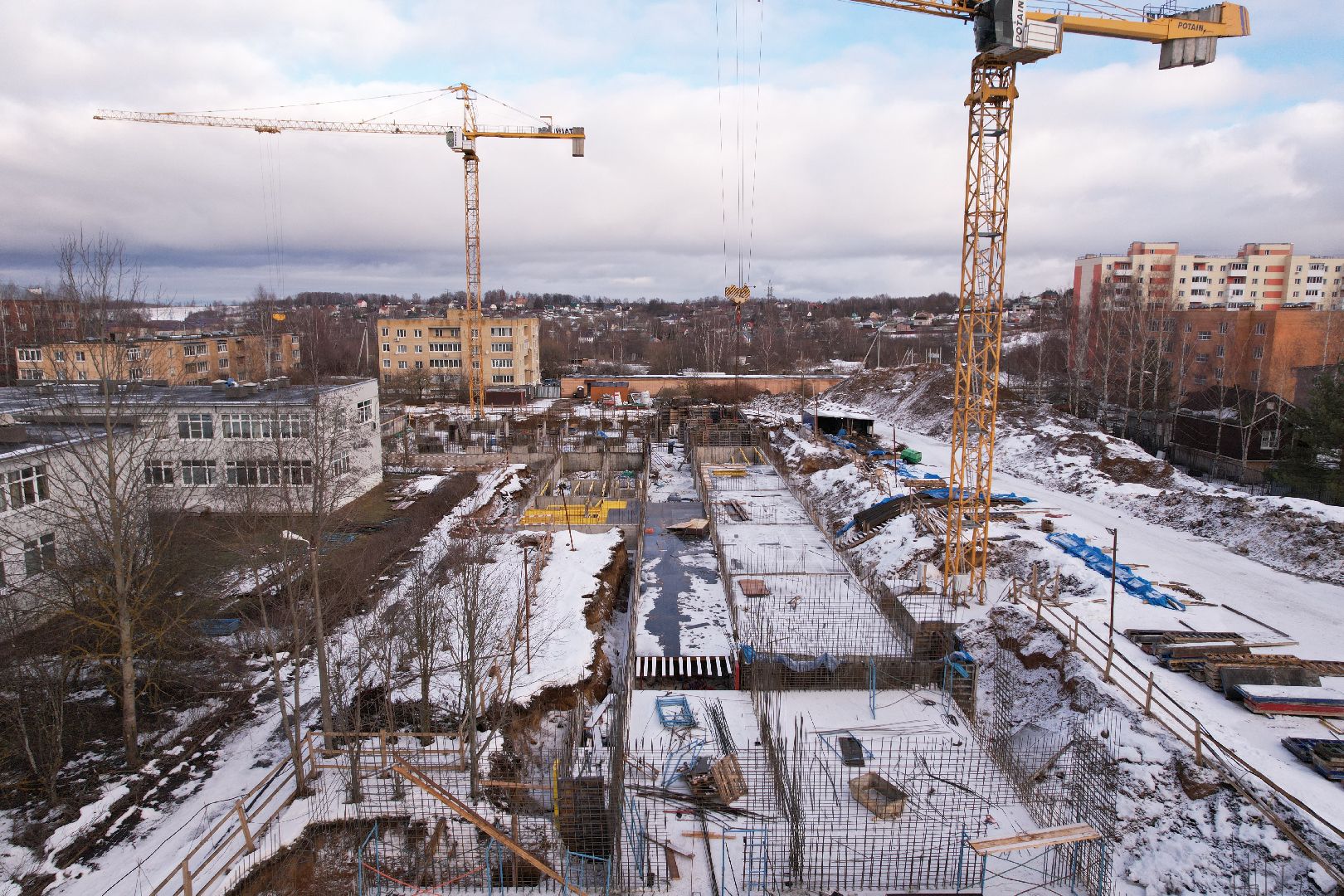 видео с коптера, школа, дмитров,