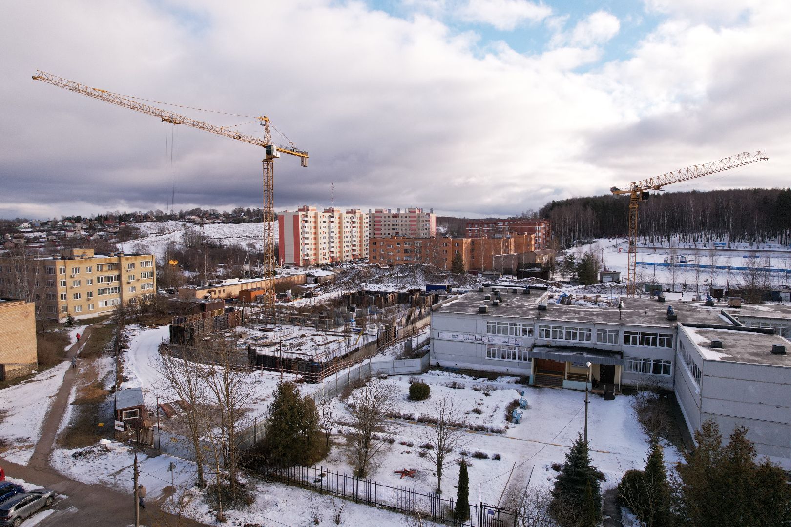 видео с коптера, школа, дмитров,