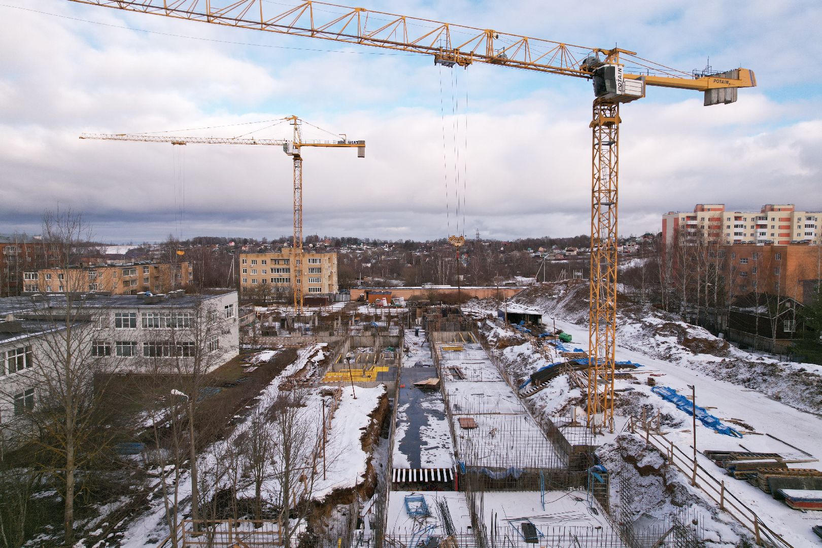 видео с коптера, школа, дмитров,
