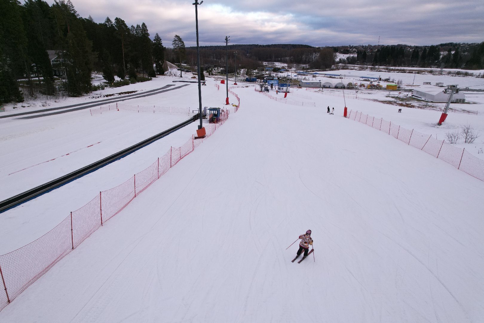 видео с коптера, горнолыжный спорт, дмитров,