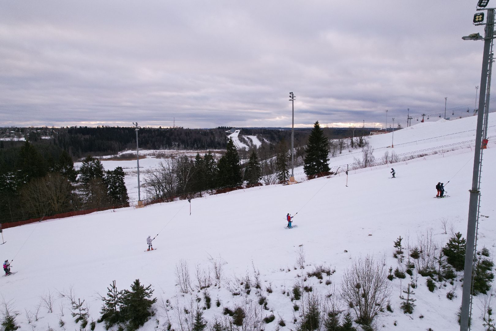 видео с коптера, горнолыжный спорт, дмитров,