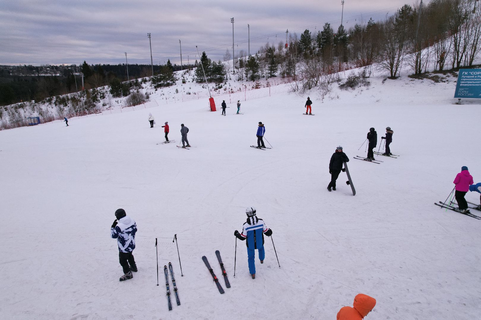видео с коптера, горнолыжный спорт, дмитров,