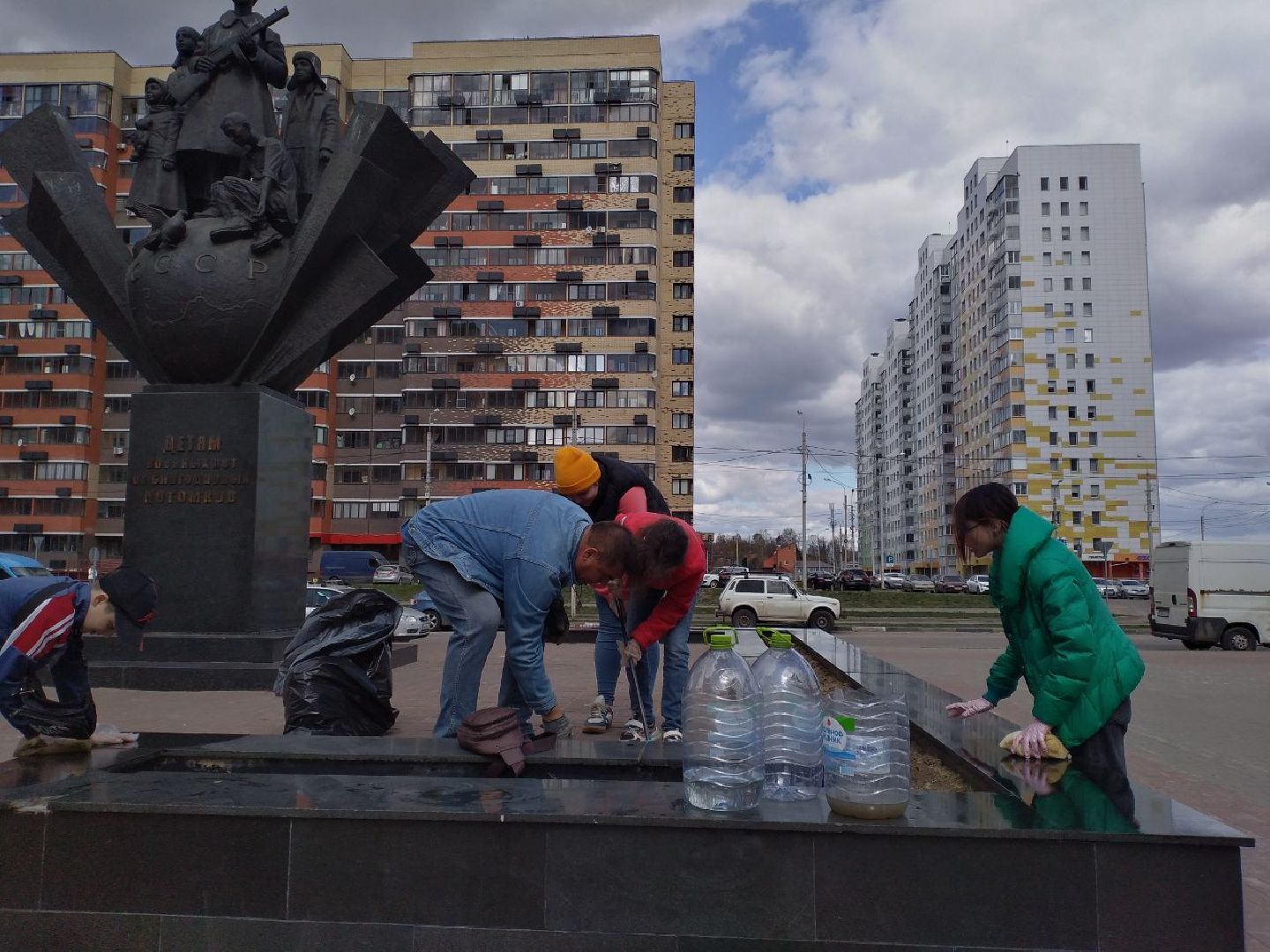 субботник, кадеты, памятник, Лосино-Петровский