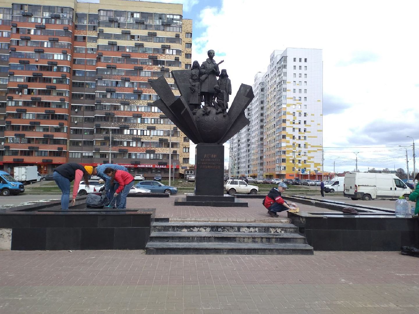 субботник, кадеты, памятник, Лосино-Петровский