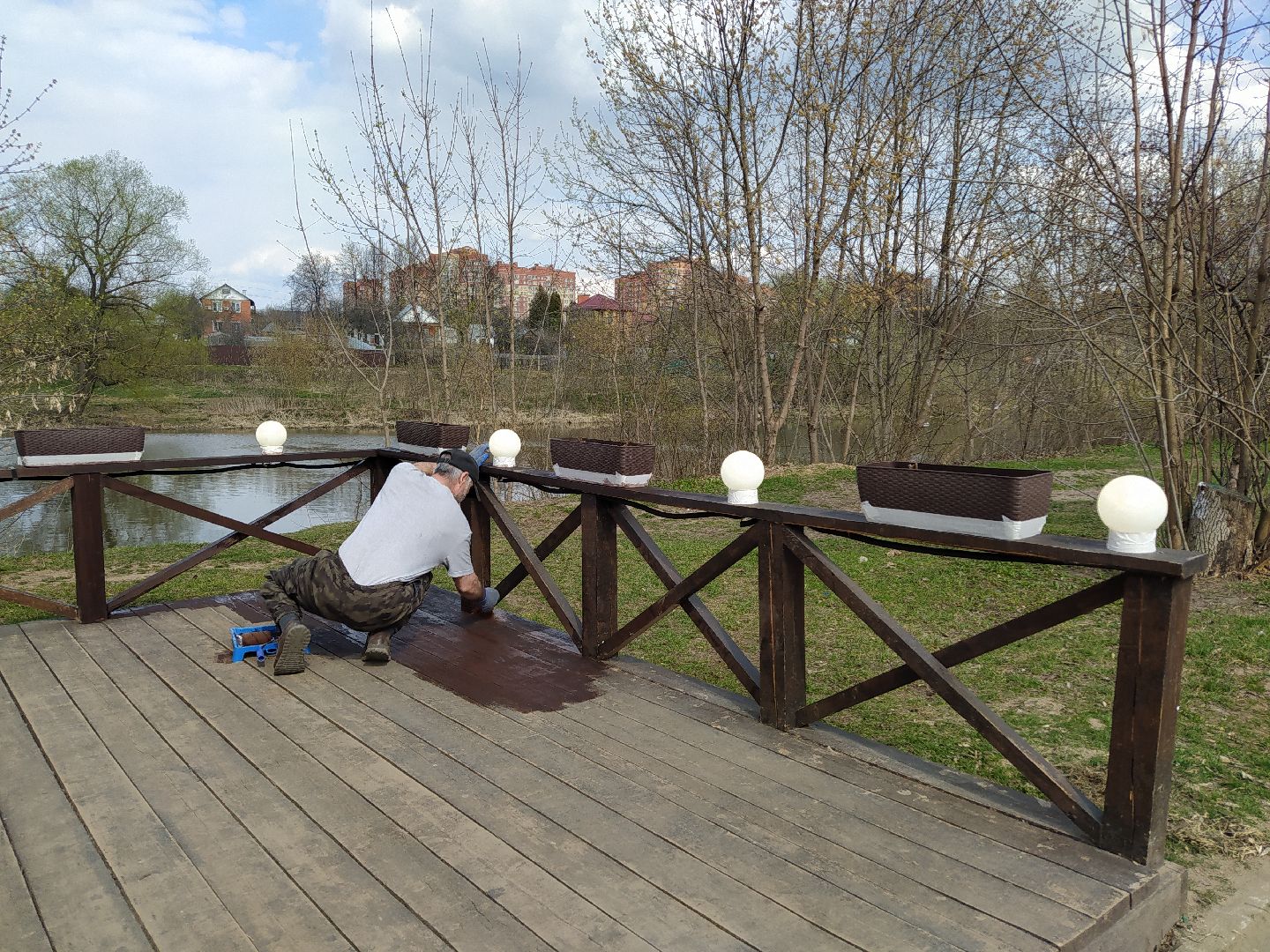 Парк, благоустройство, веранда, покраска