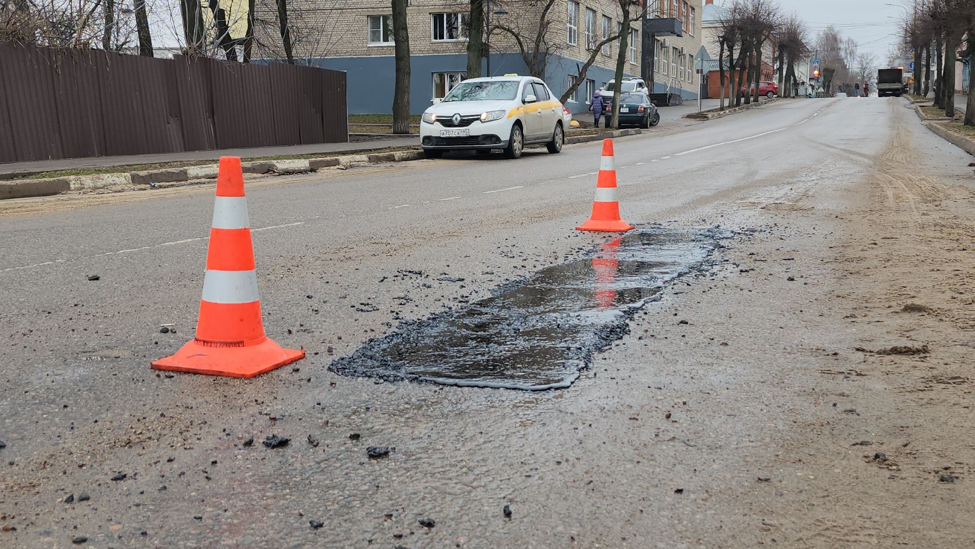 серпухов, улица чехова, ямочный ремонт дорог, комбинат благоустройства, дорожные работы, вертикалки,
