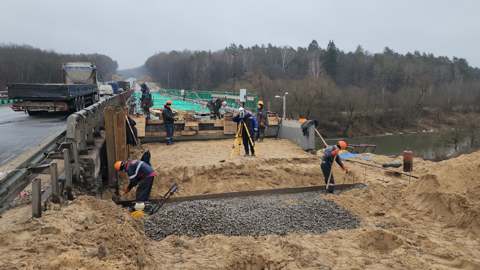 серпухов, мост через нару, река Нара, строительство моста, федеральная трасса А108,