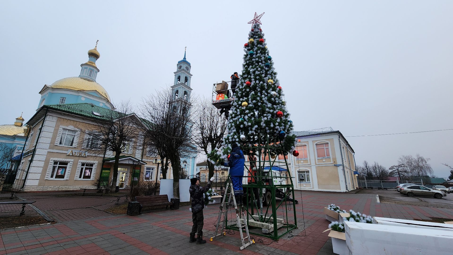 кашира, новогодняя елка, украшения, благоустройство, демонтаж, вертикалки,
