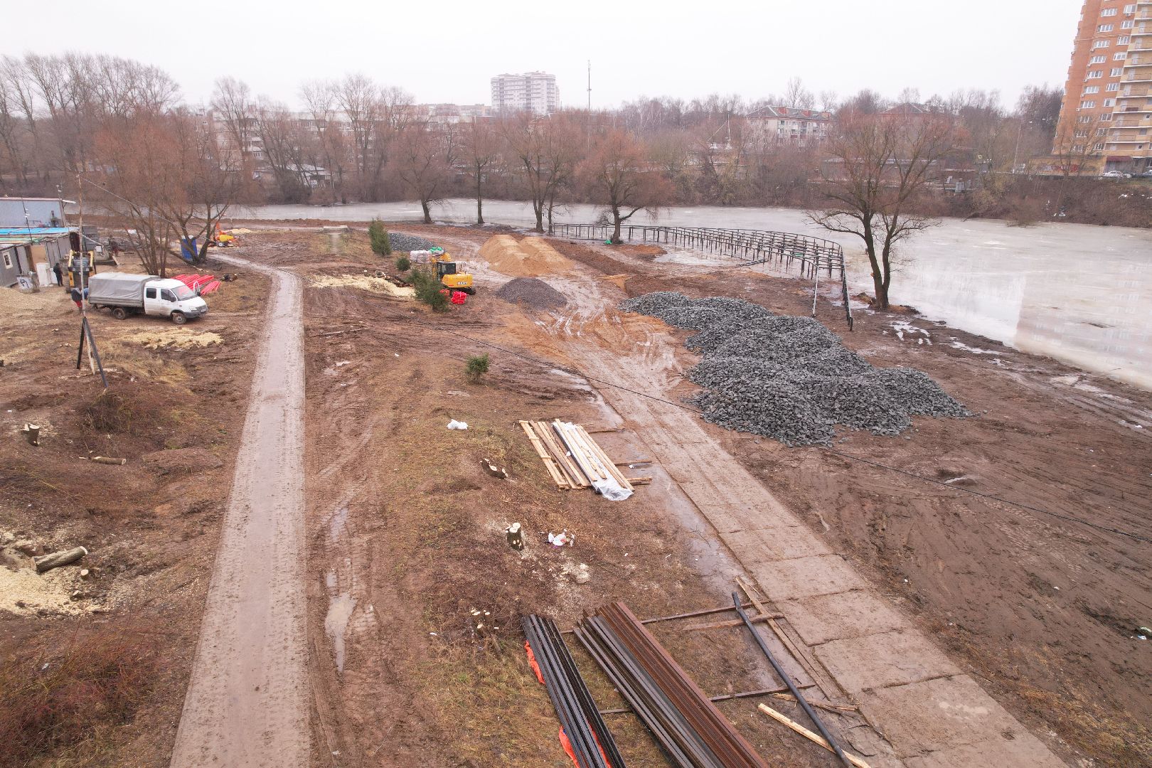 видео с коптера, чехов, благоустройство,