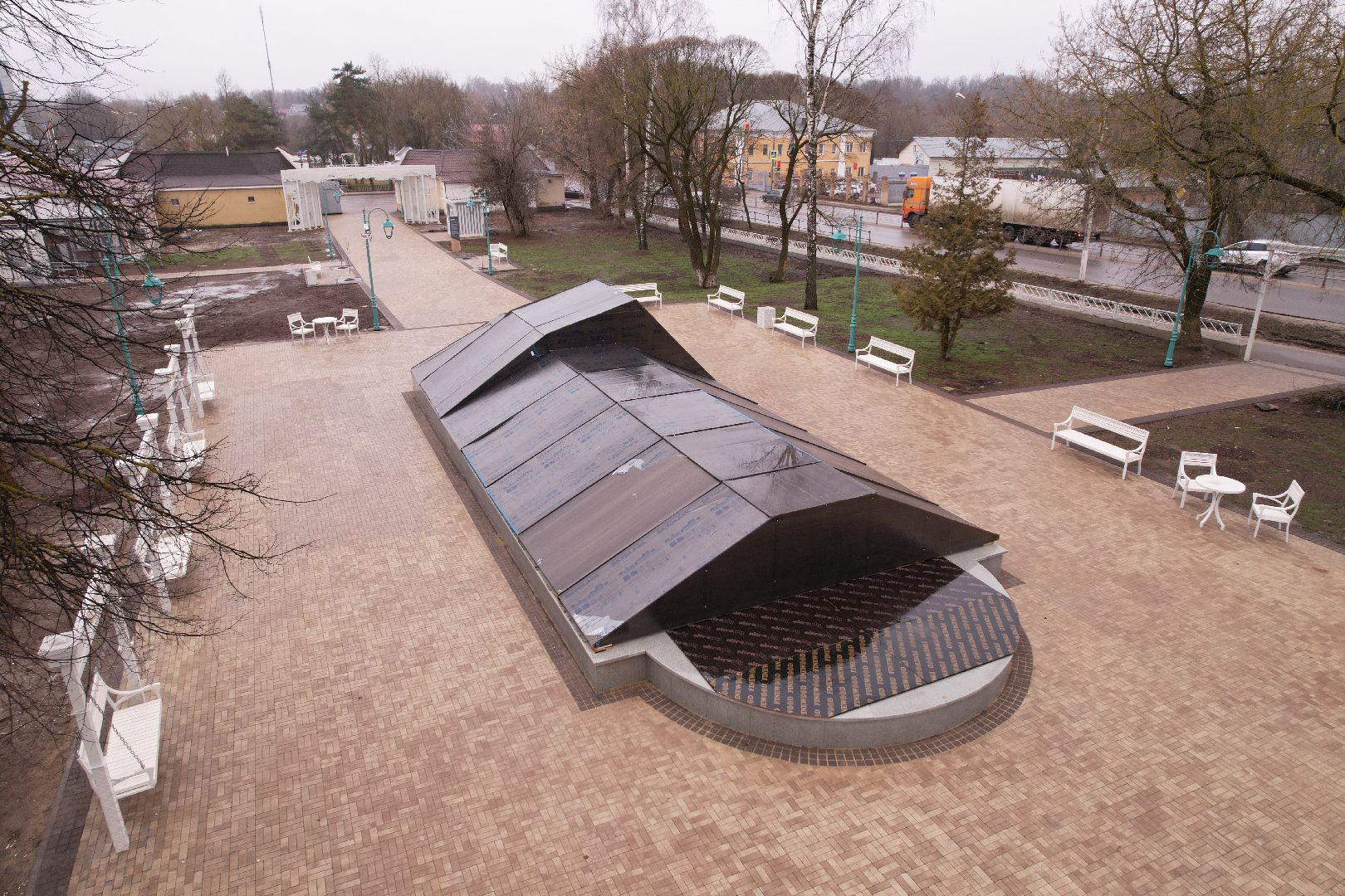 видео с коптера, чехов благоустройство,