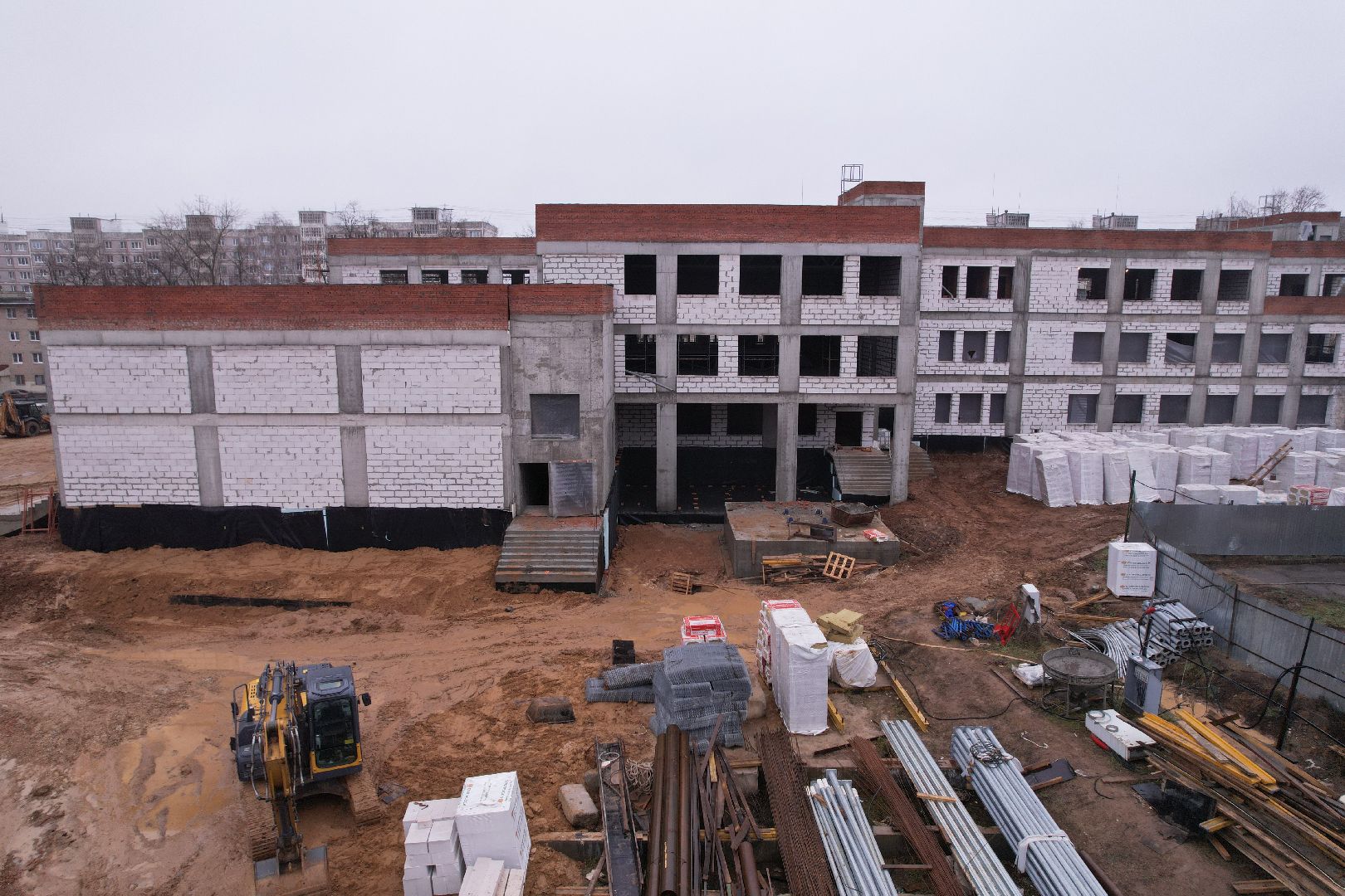 видео с коптера, чехов, школа,