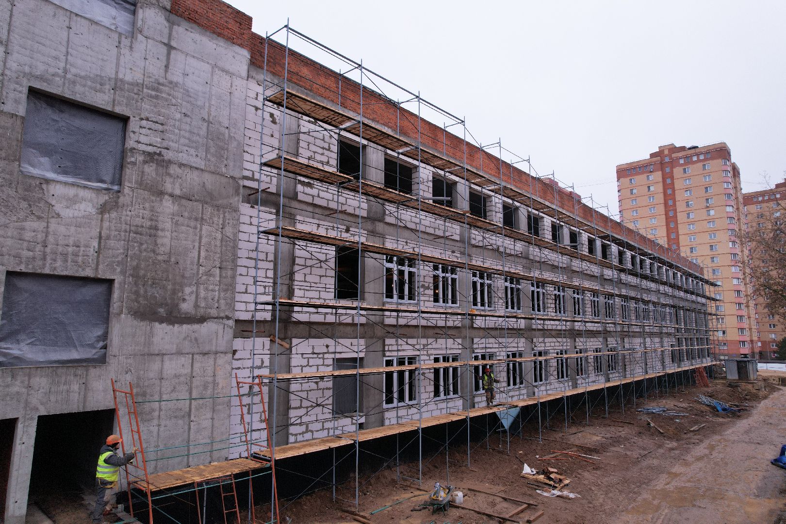 видео с коптера, чехов, школа,