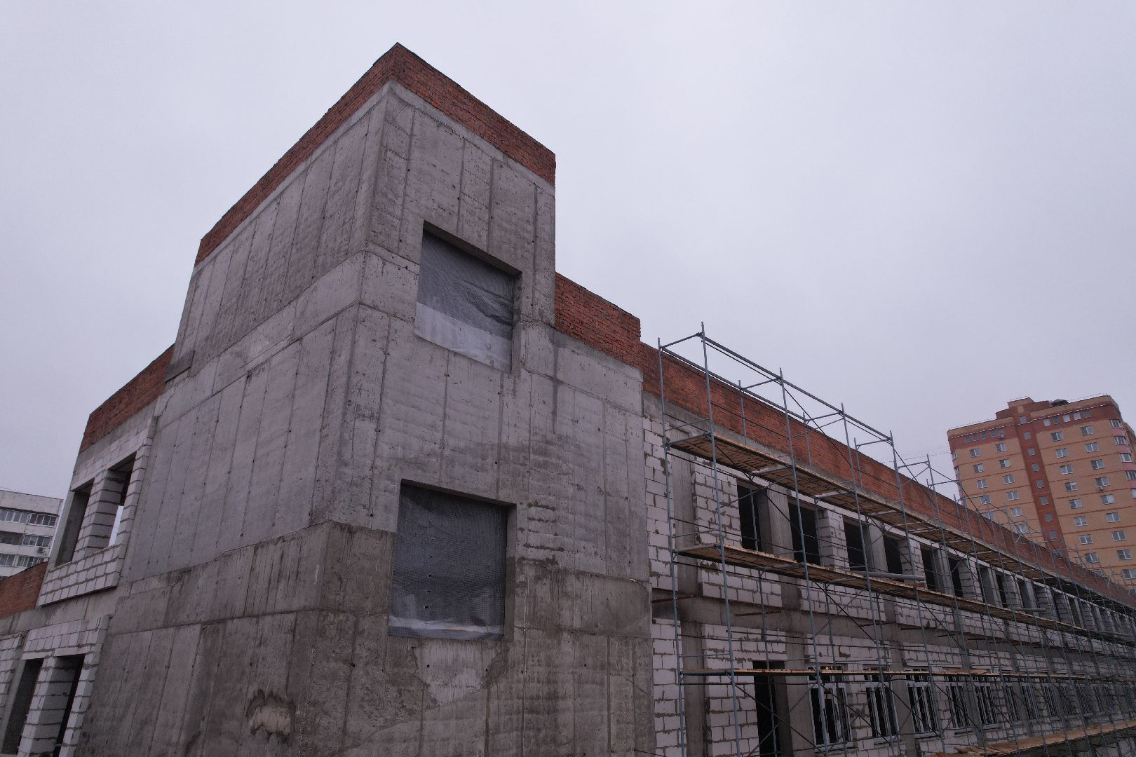 видео с коптера, чехов, школа,