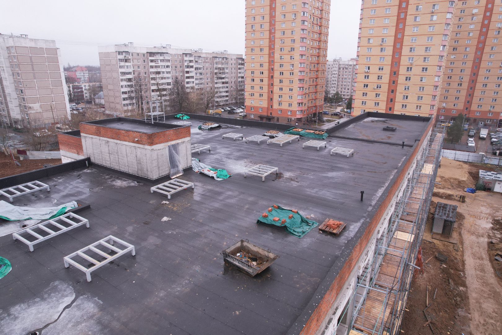 видео с коптера, чехов, школа,