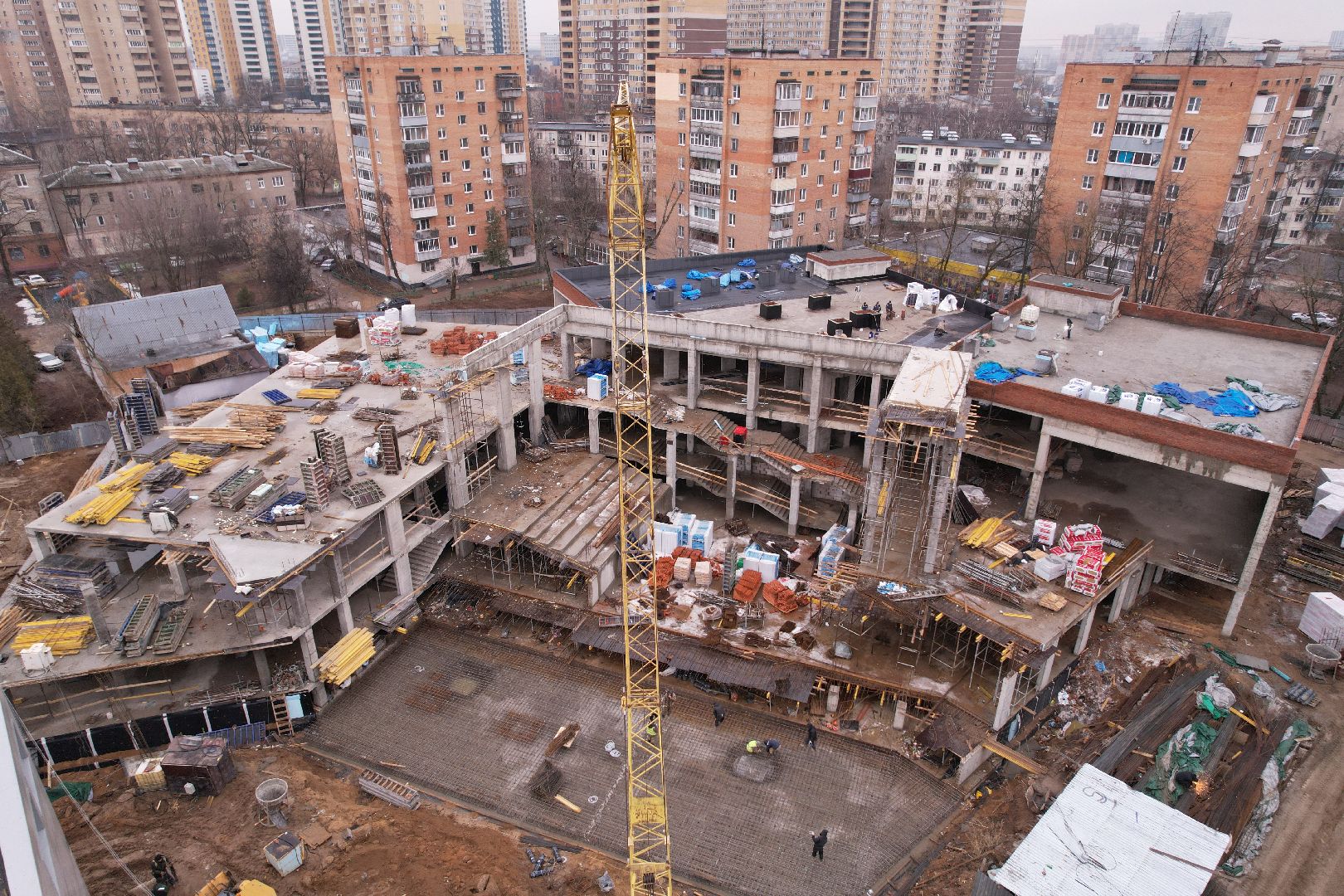 видео с коптера, королёв, школа,