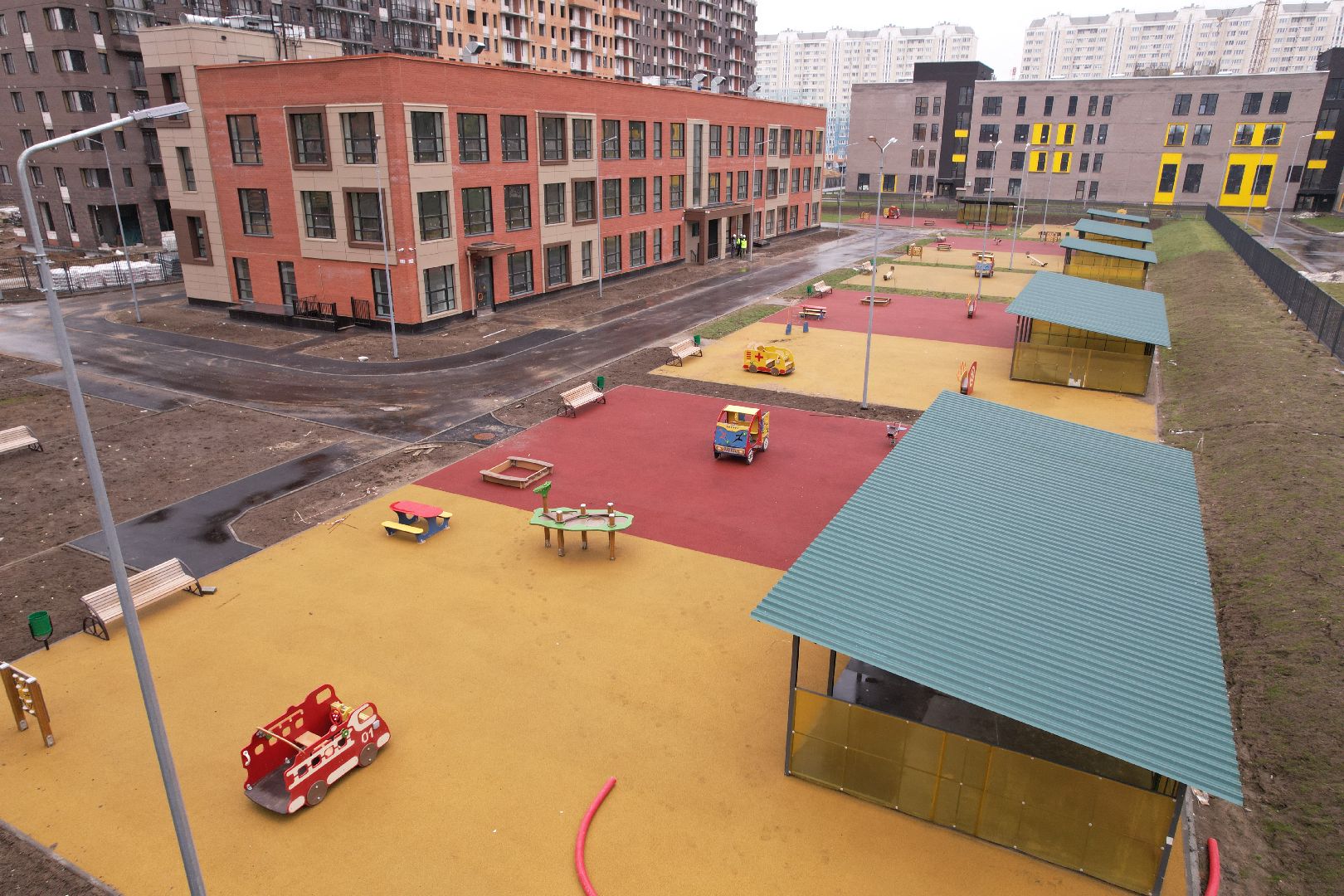 видео с коптера, балашиха, детский сад,