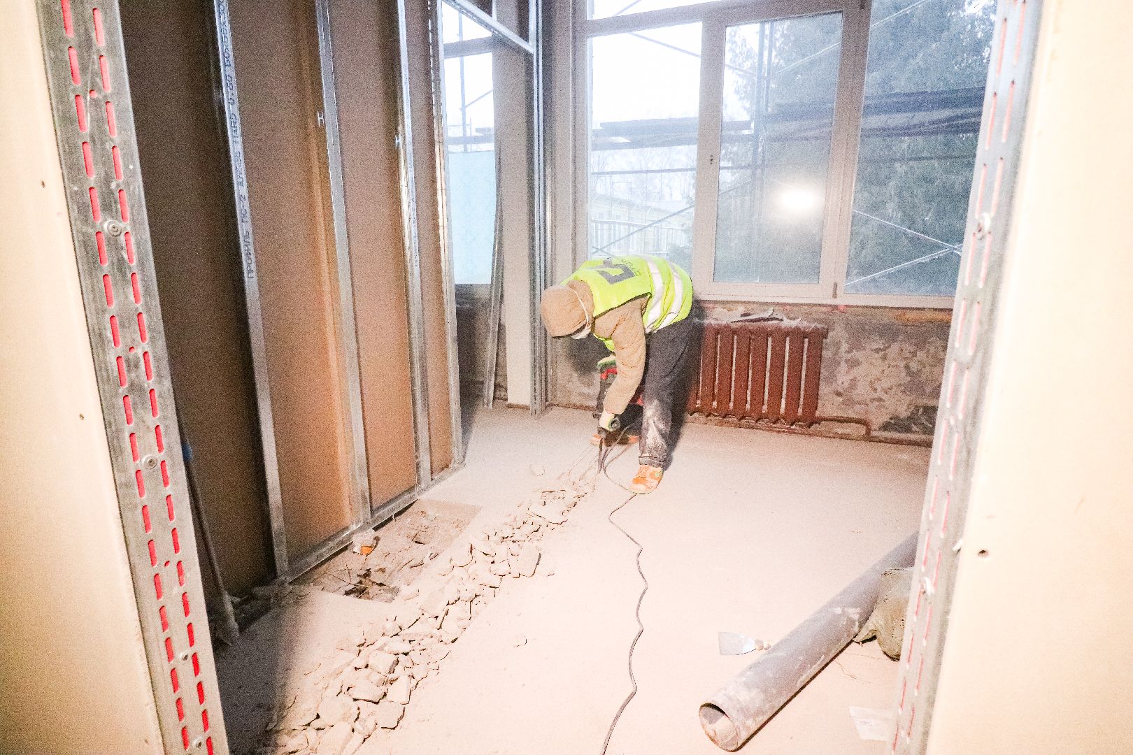 Клин, общество, строительство, стройка школы, вертикалки,