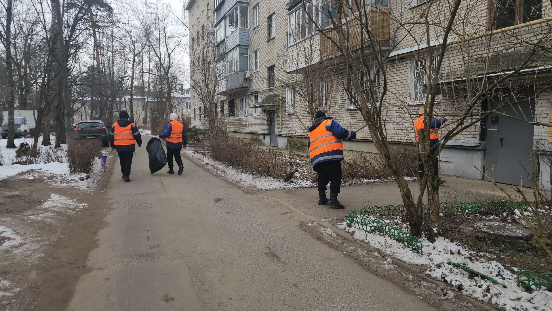 вертикалки, пушкино, уборка двора, коммунальное предприятие, урны для мусора,