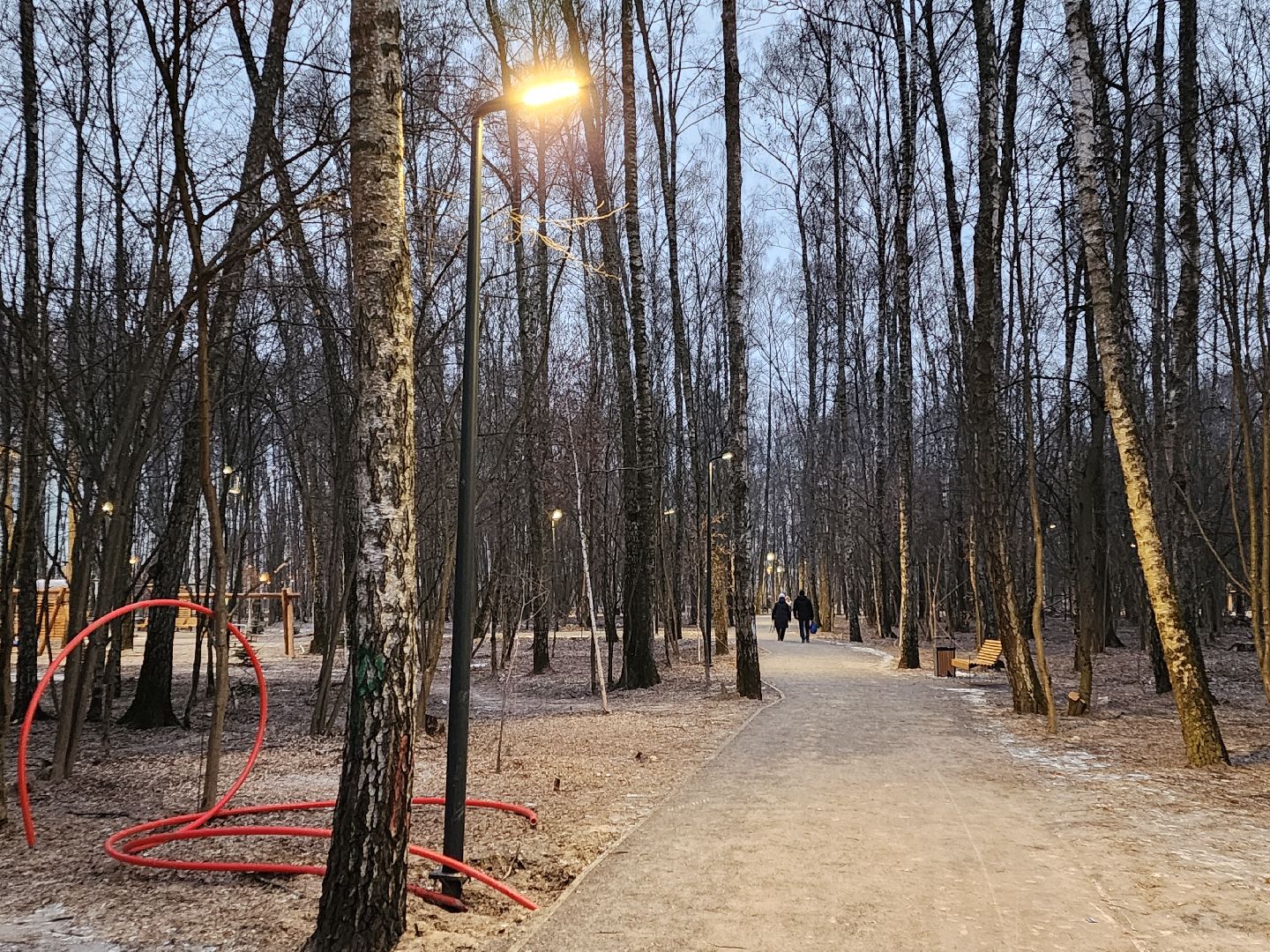 Чехов, микрорайон Губернский, лесопарк, строительство, благоустройство, наружное освещение, уличное освещение, фонари,